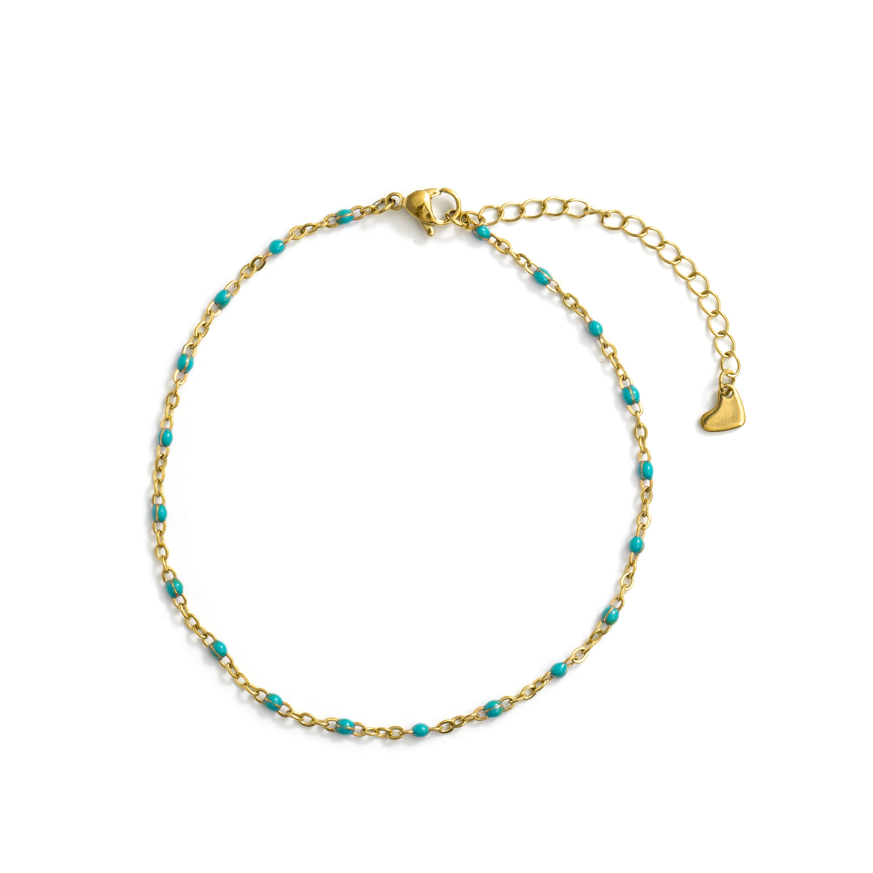 Tobillera de Aleación de Metal y Lacado Azul acabado en oro amarillo de 18k - Belme