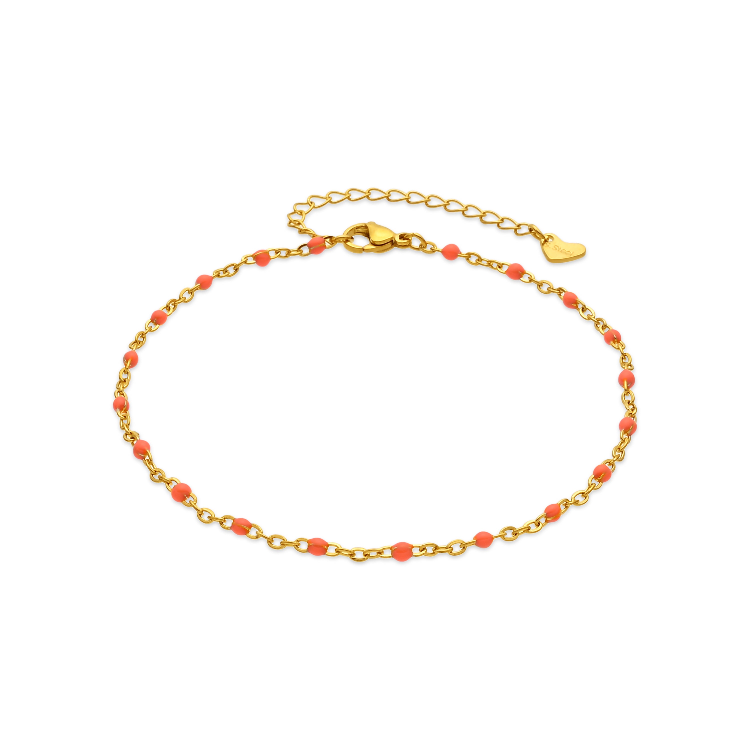 Tobillera de Aleación de Metal y Lacado Naranja acabado en oro amarillo de 18k - Belme