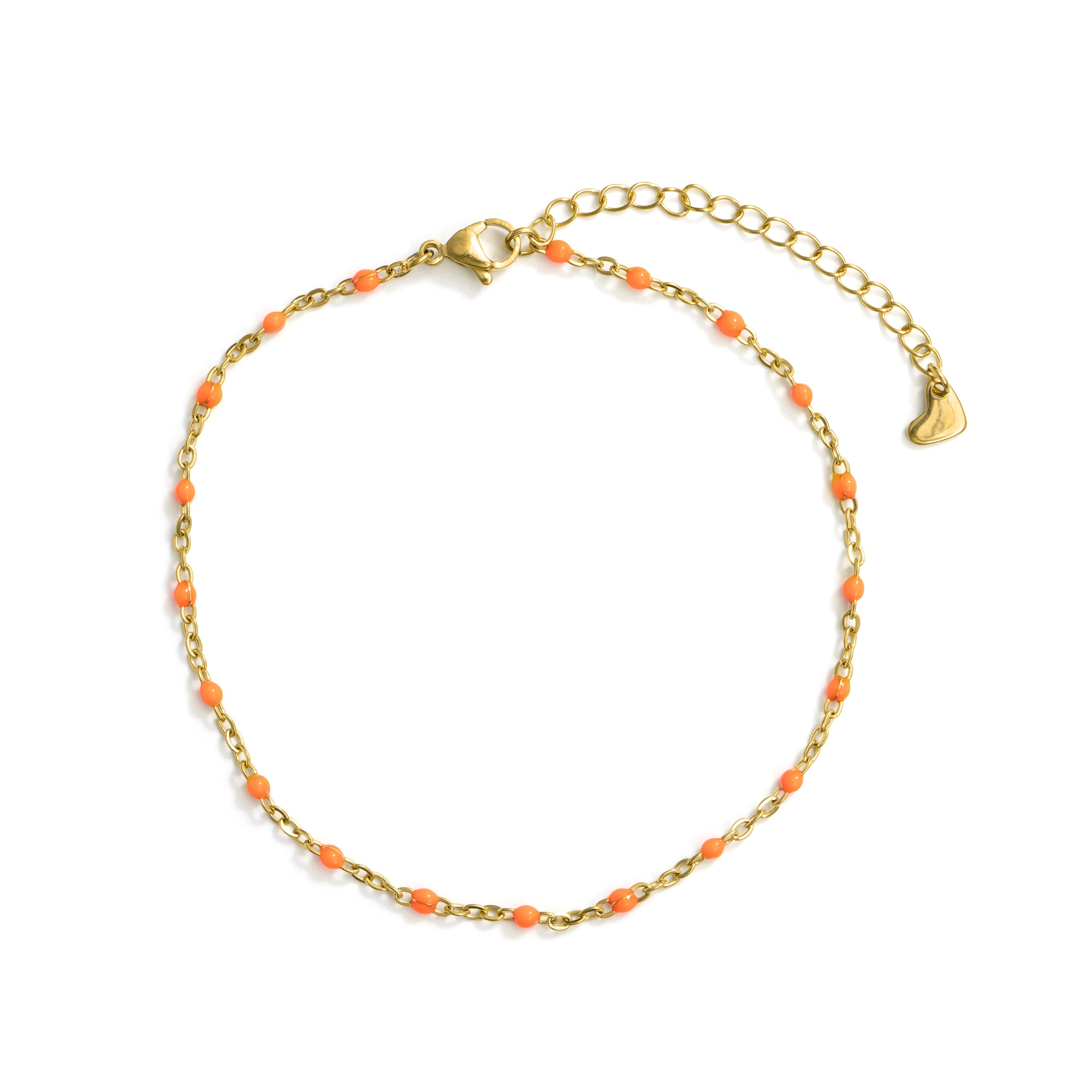 Tobillera de Aleación de Metal y Lacado Naranja acabado en oro amarillo de 18k - Belme