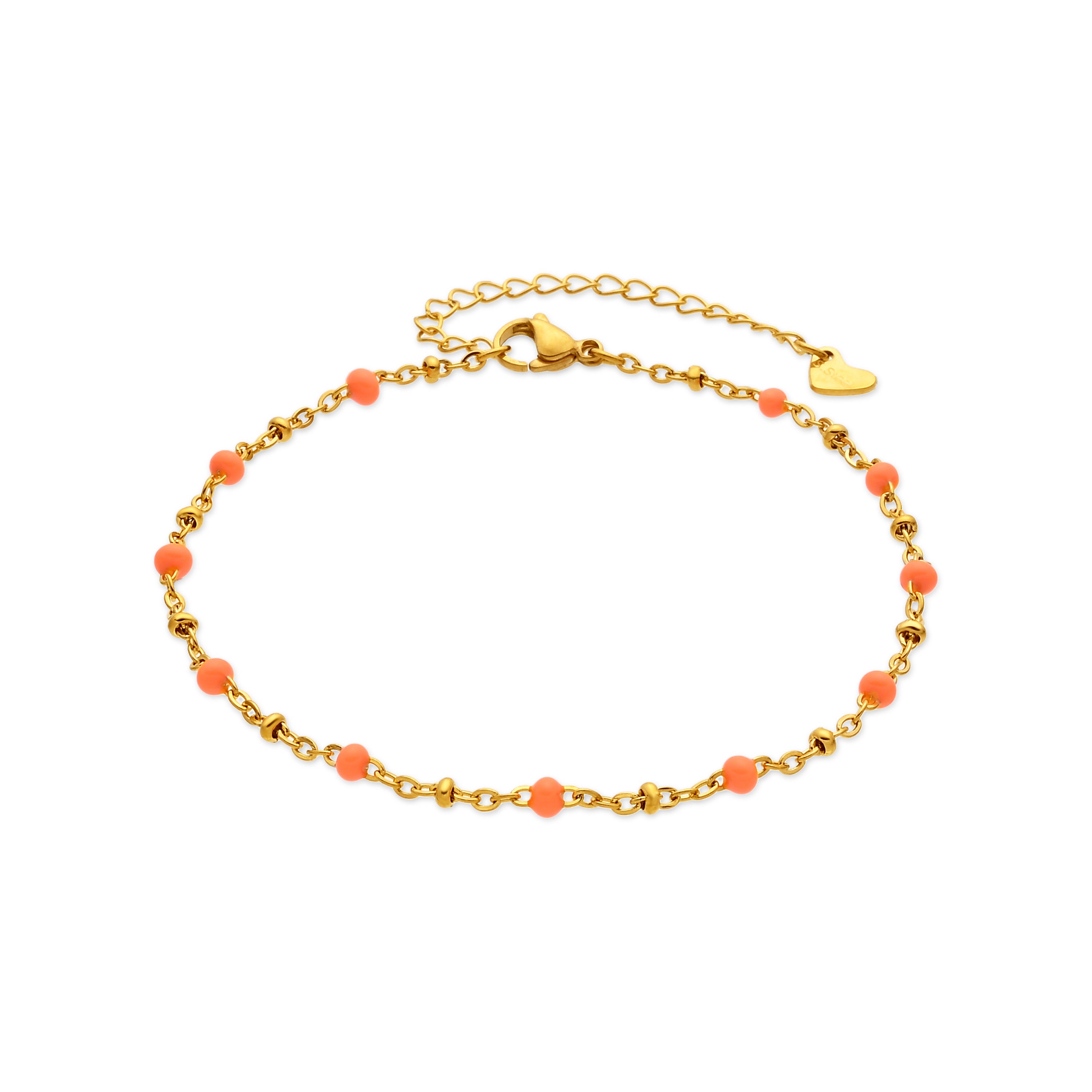 Tobillera de Aleación de Metal y Lacado Naranja acabado en oro amarillo de 18k - Basor