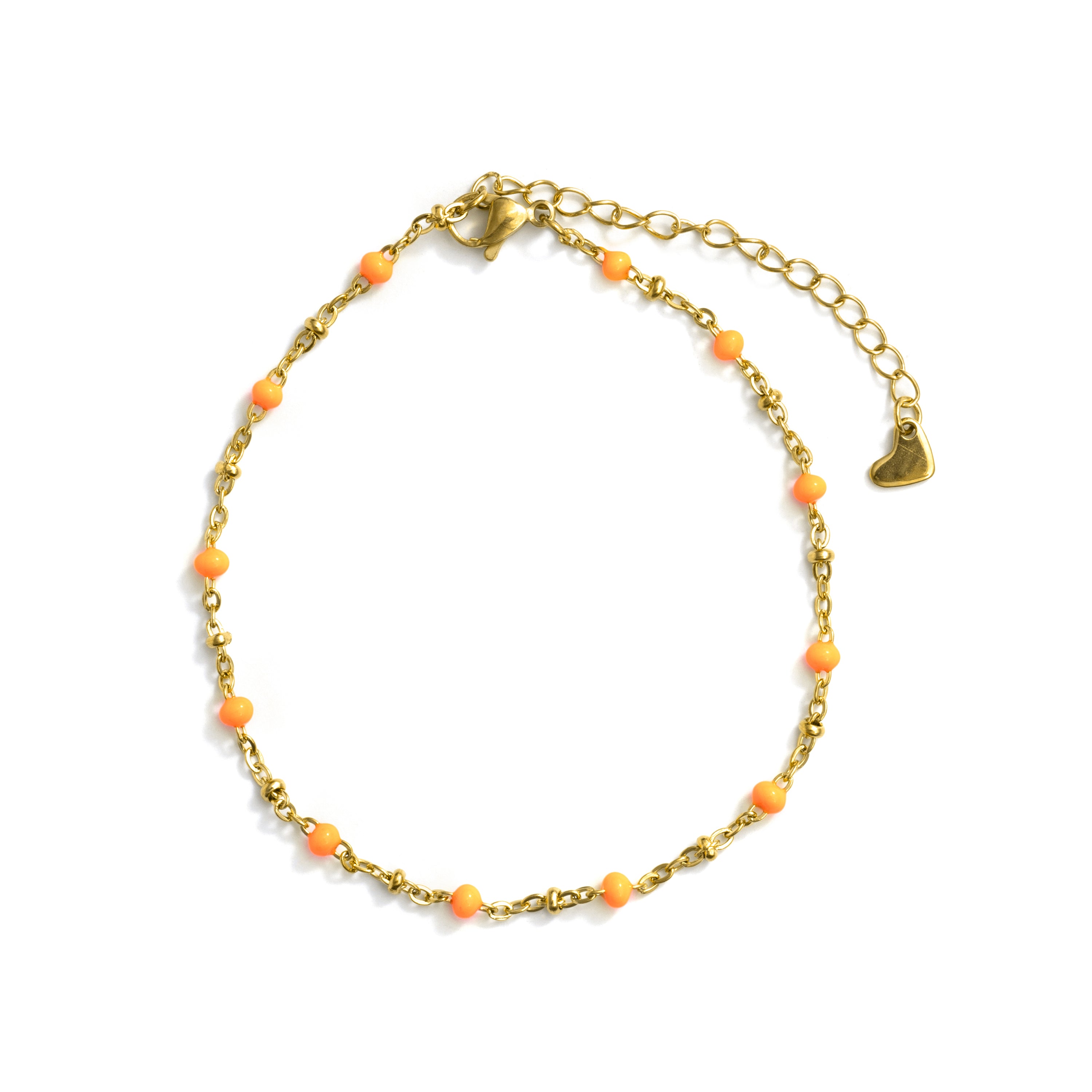 Tobillera de Aleación de Metal y Lacado Naranja acabado en oro amarillo de 18k - Basor
