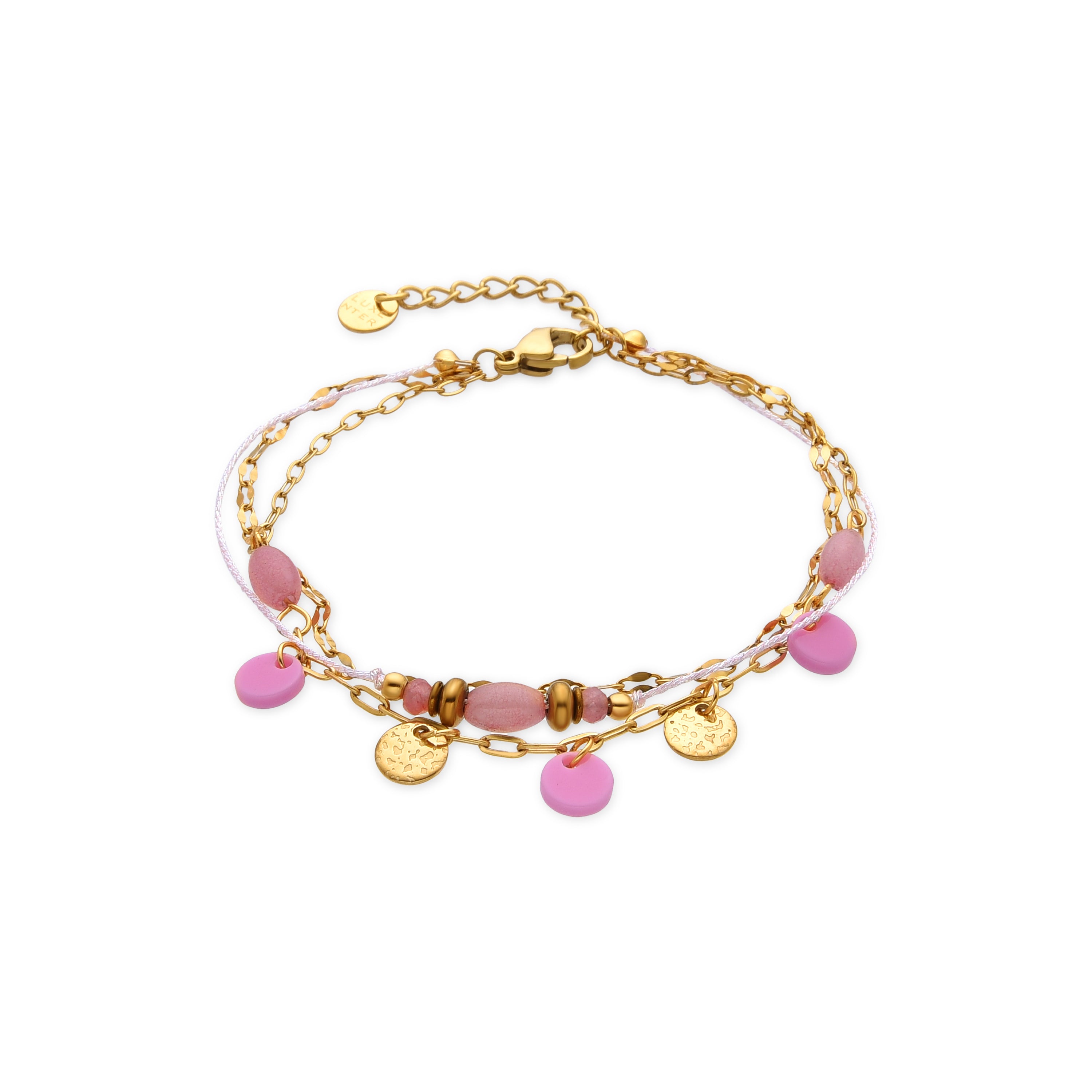 Rose Quartz Bracelet, 18k Gold Finish - Omlia