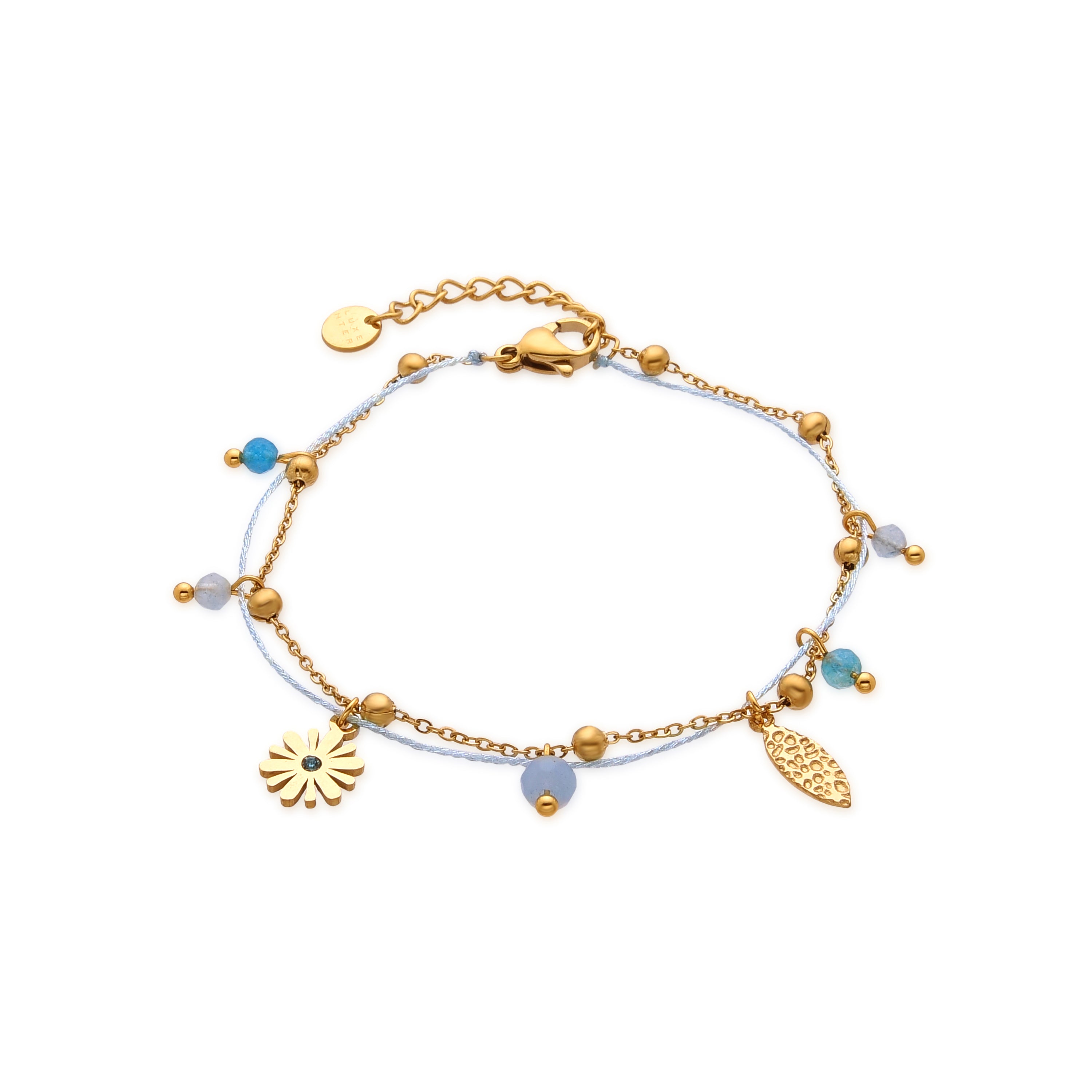 Bracelet with Dark Blue Crystal, 18k gold finish - Thase