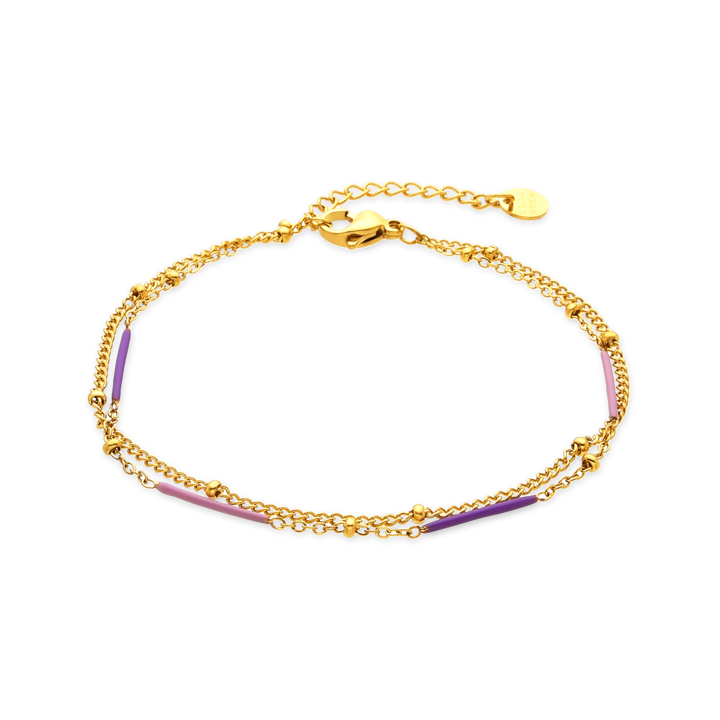 Multicolor Lacquer Bracelet with 18k Gold Finish - Lueo