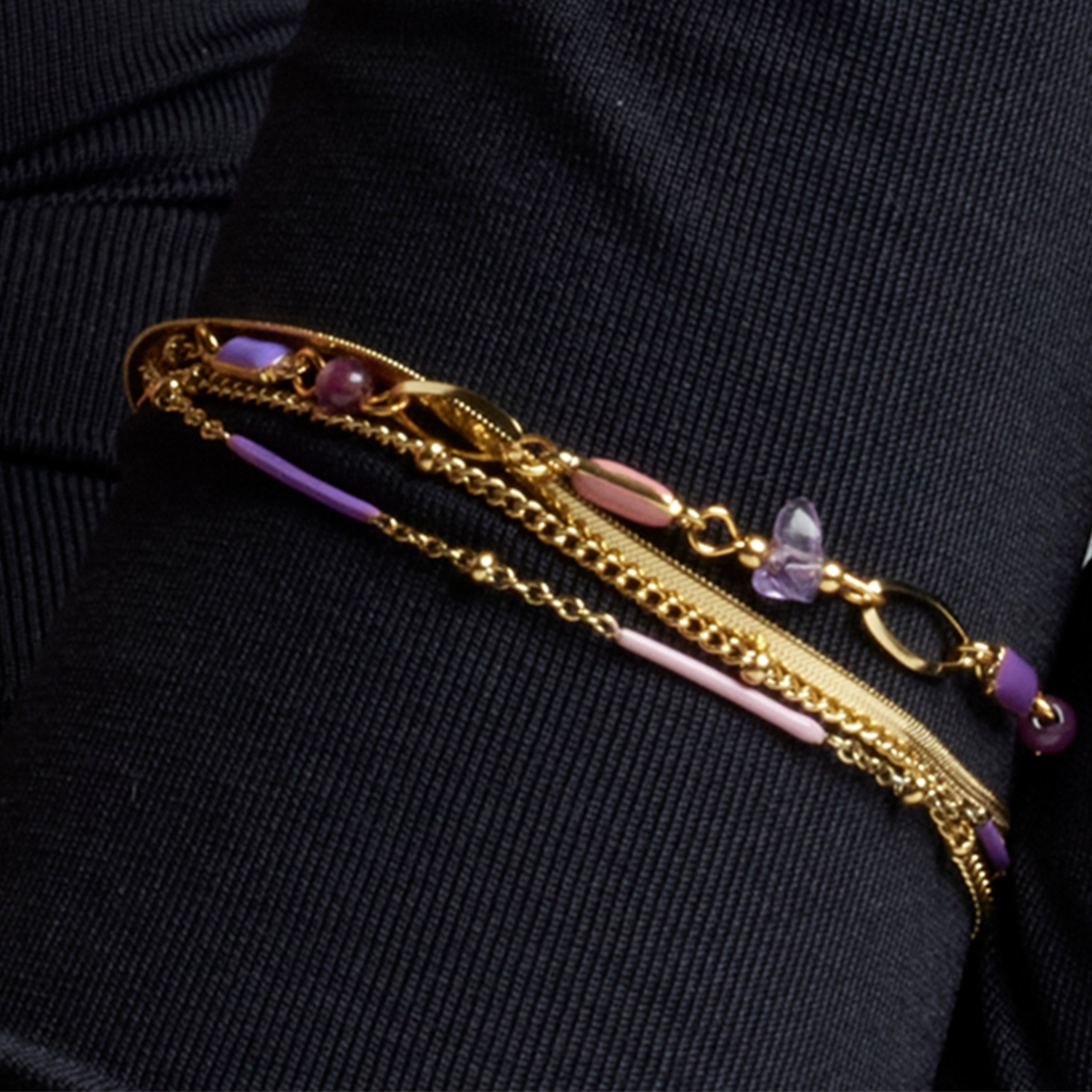 Multicolor Lacquer Bracelet with 18k Gold Finish - Lueo