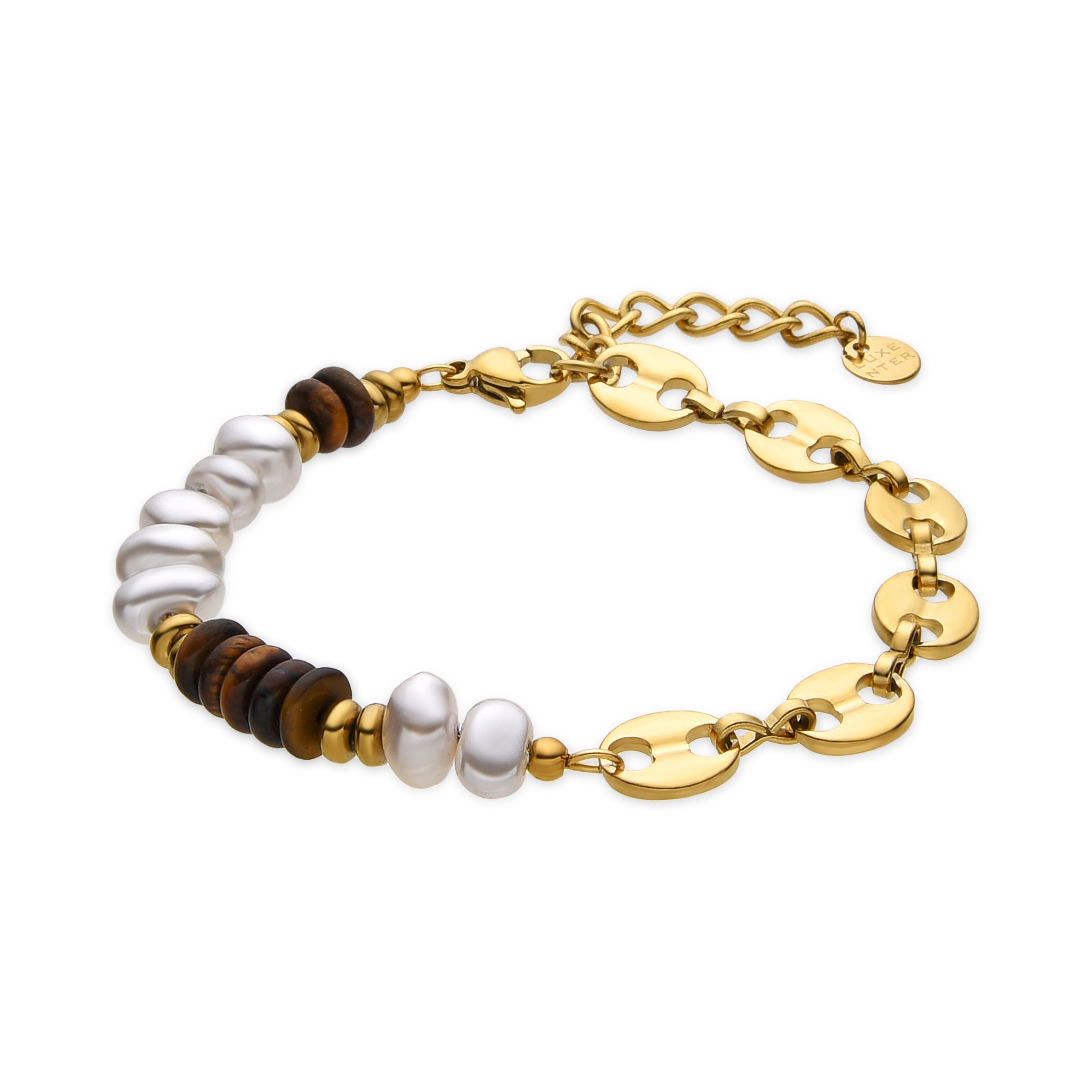 Bracelet avec Oeil de Tigre finition or 18k - Kimbalbo