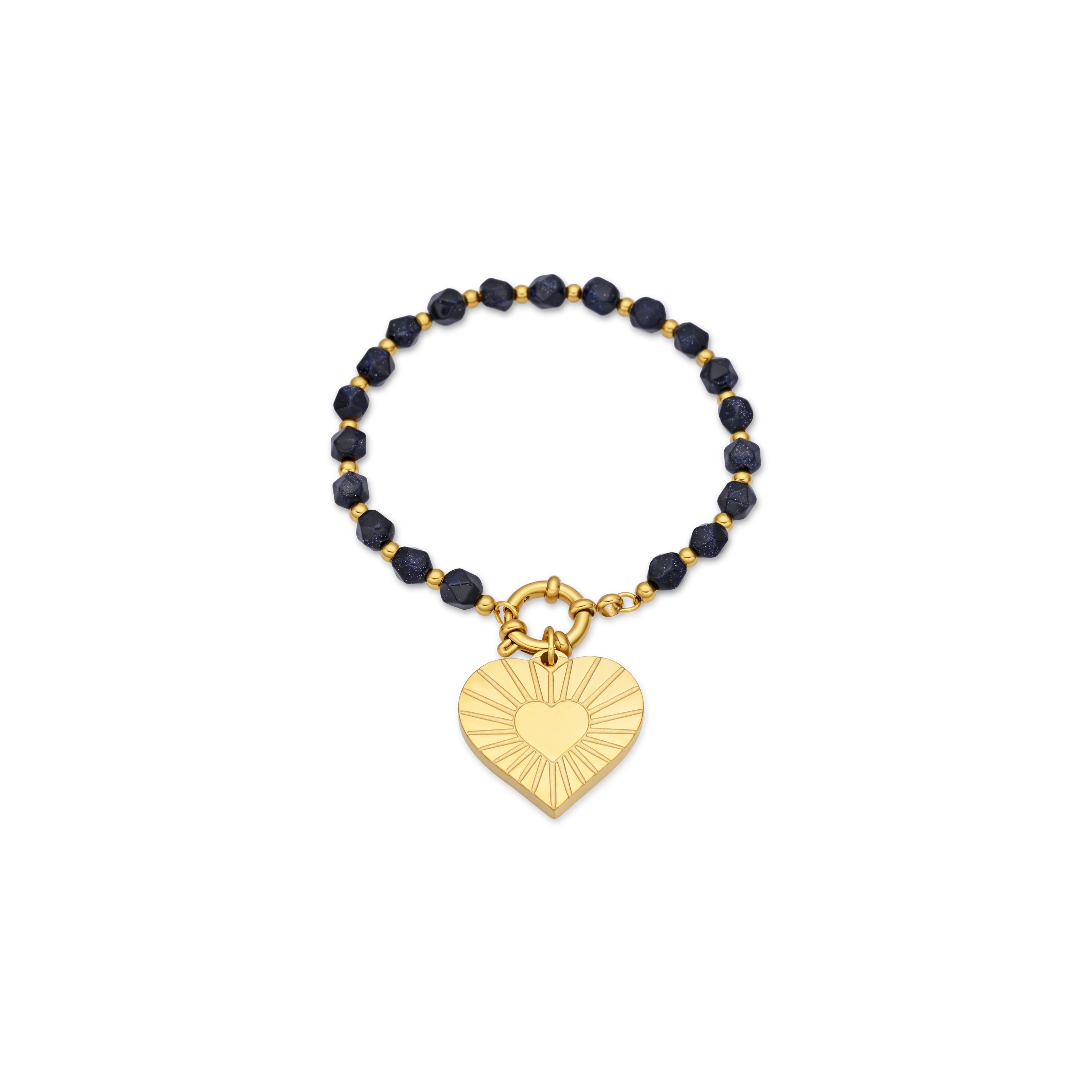 Pulsera de Cristal Negro acabado en oro amarillo 18k - Fario