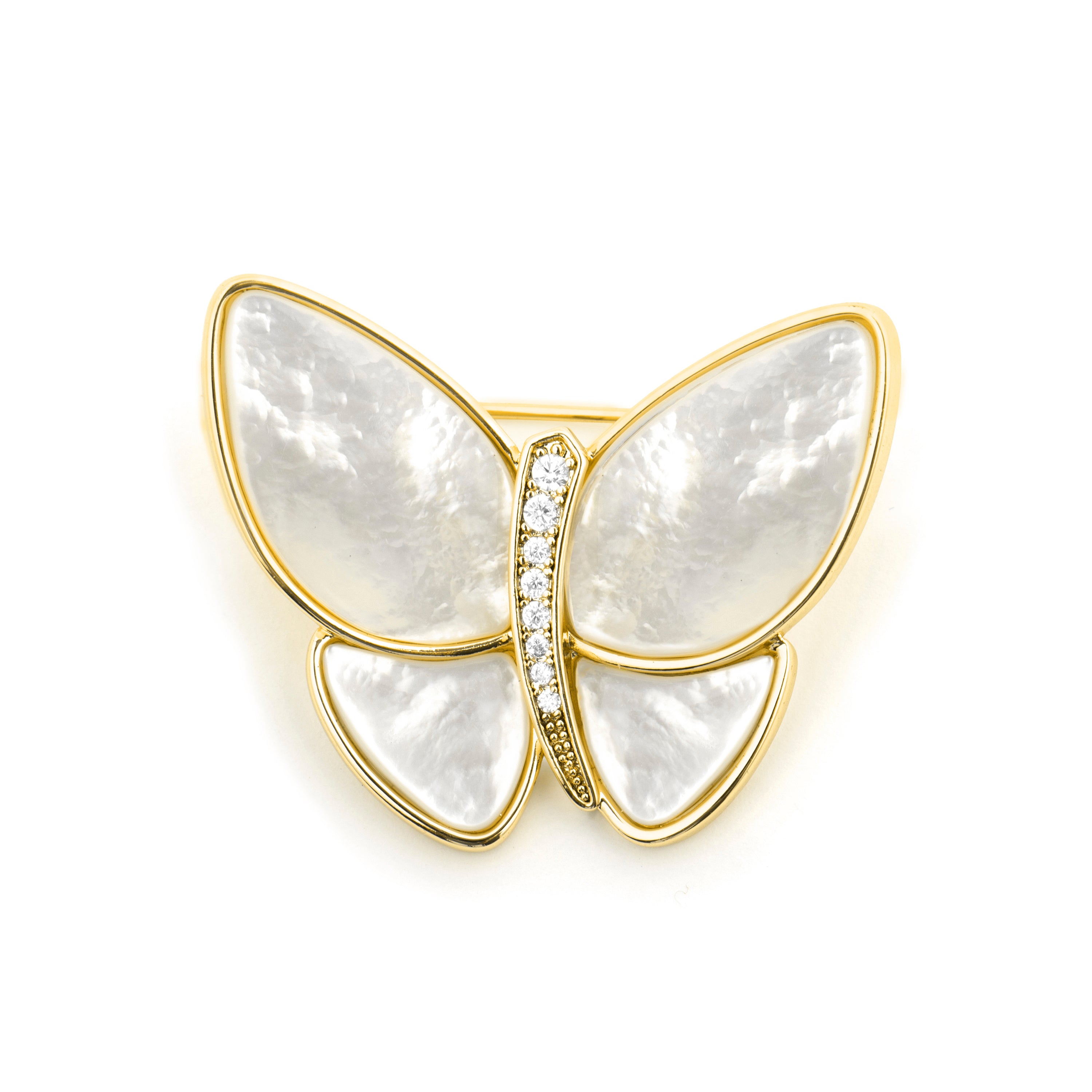 Broche de Madreperla Blanca acabado en oro amarillo 18k - Bulor