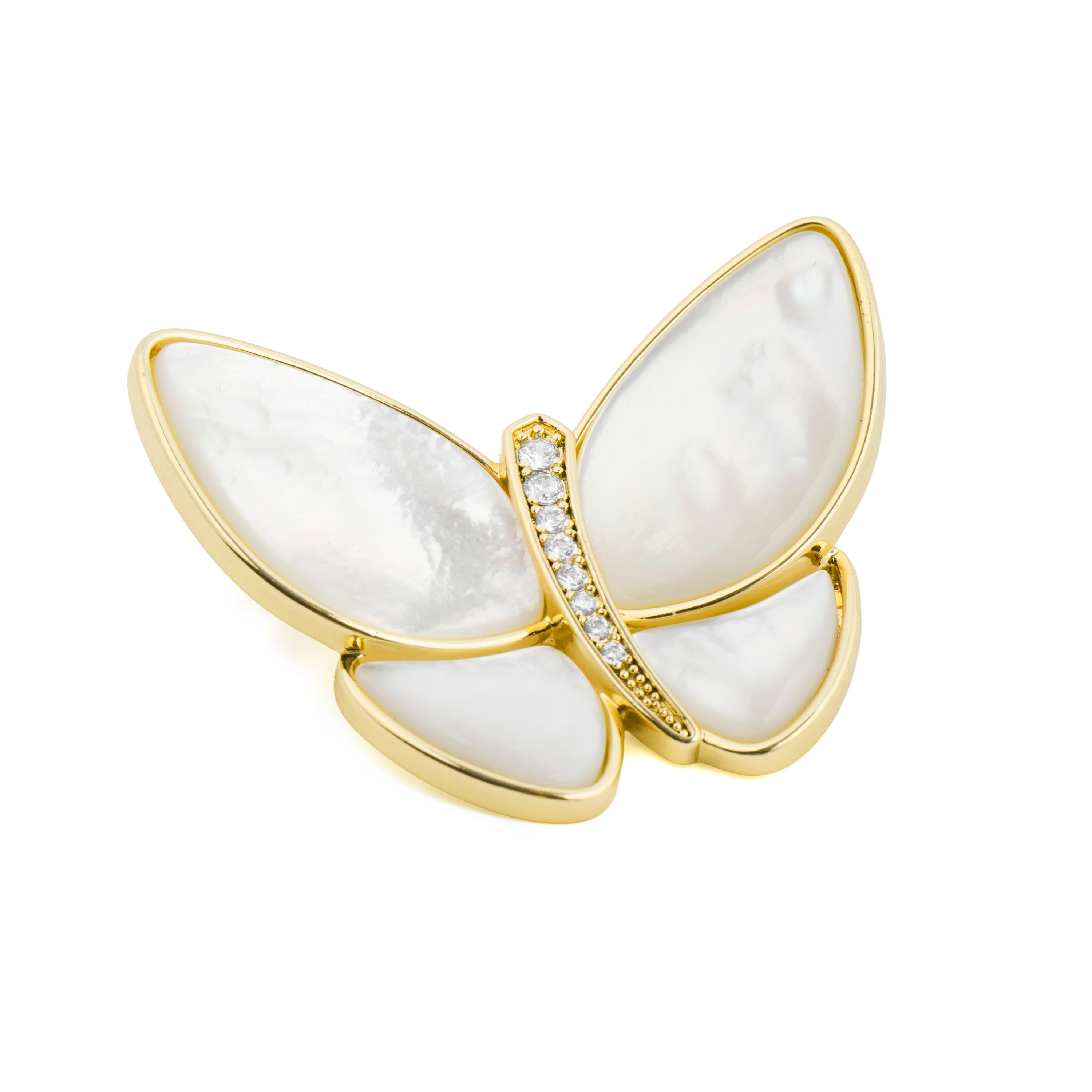 Broche de Madreperla Blanca acabado en oro amarillo 18k - Bulor