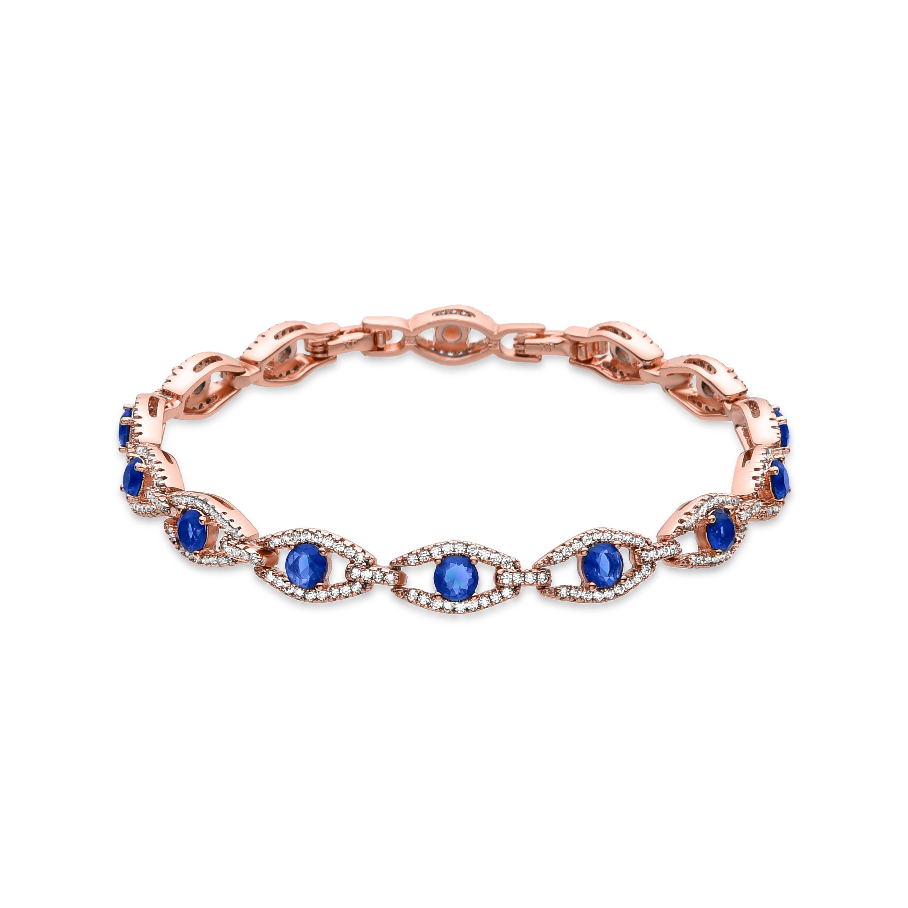 Pulsera de Circonita Zafiro acabada en oro amarillo de 18K- Syham