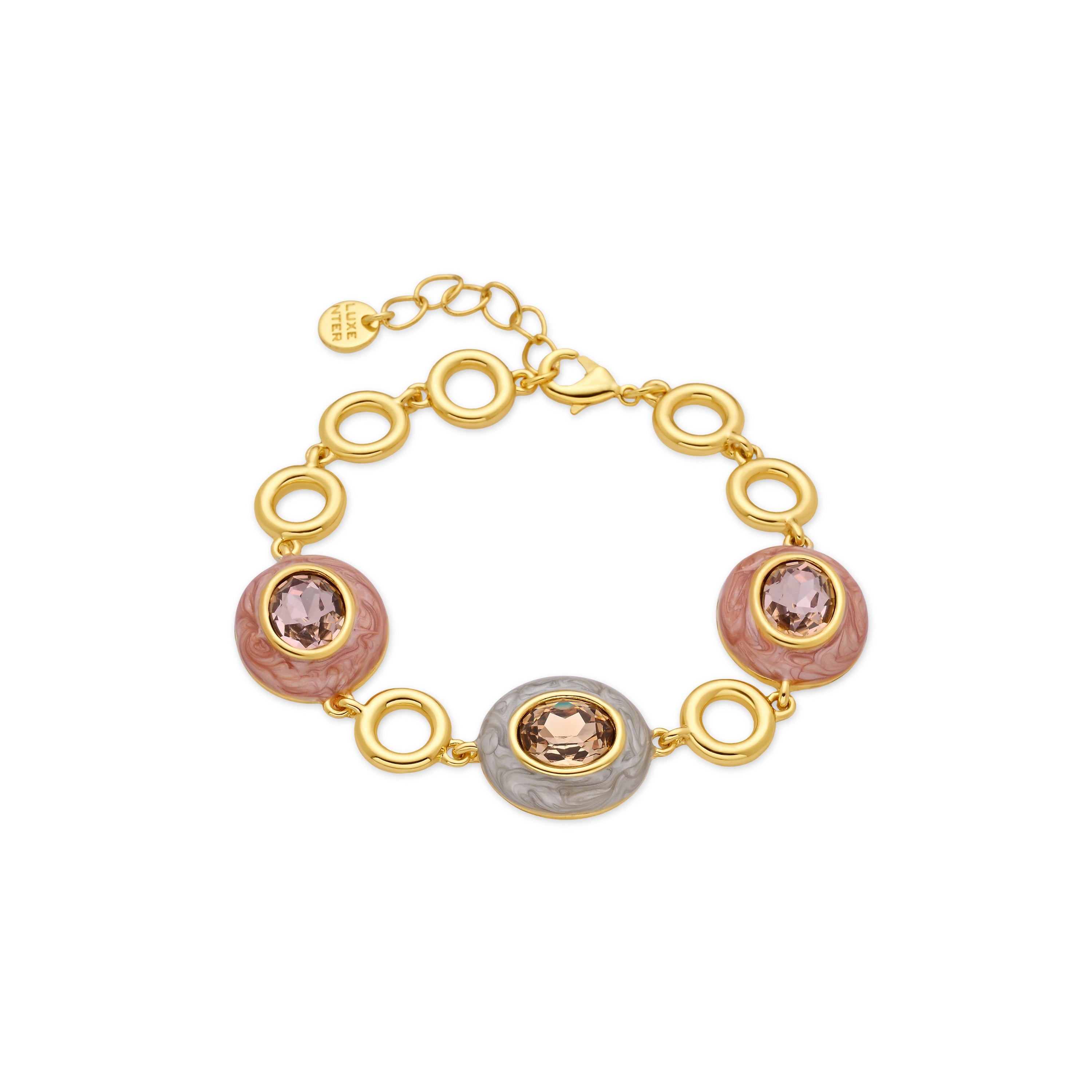 Pulsera de Cristal Marron acabado en oro amarillo de 18k - Amarke