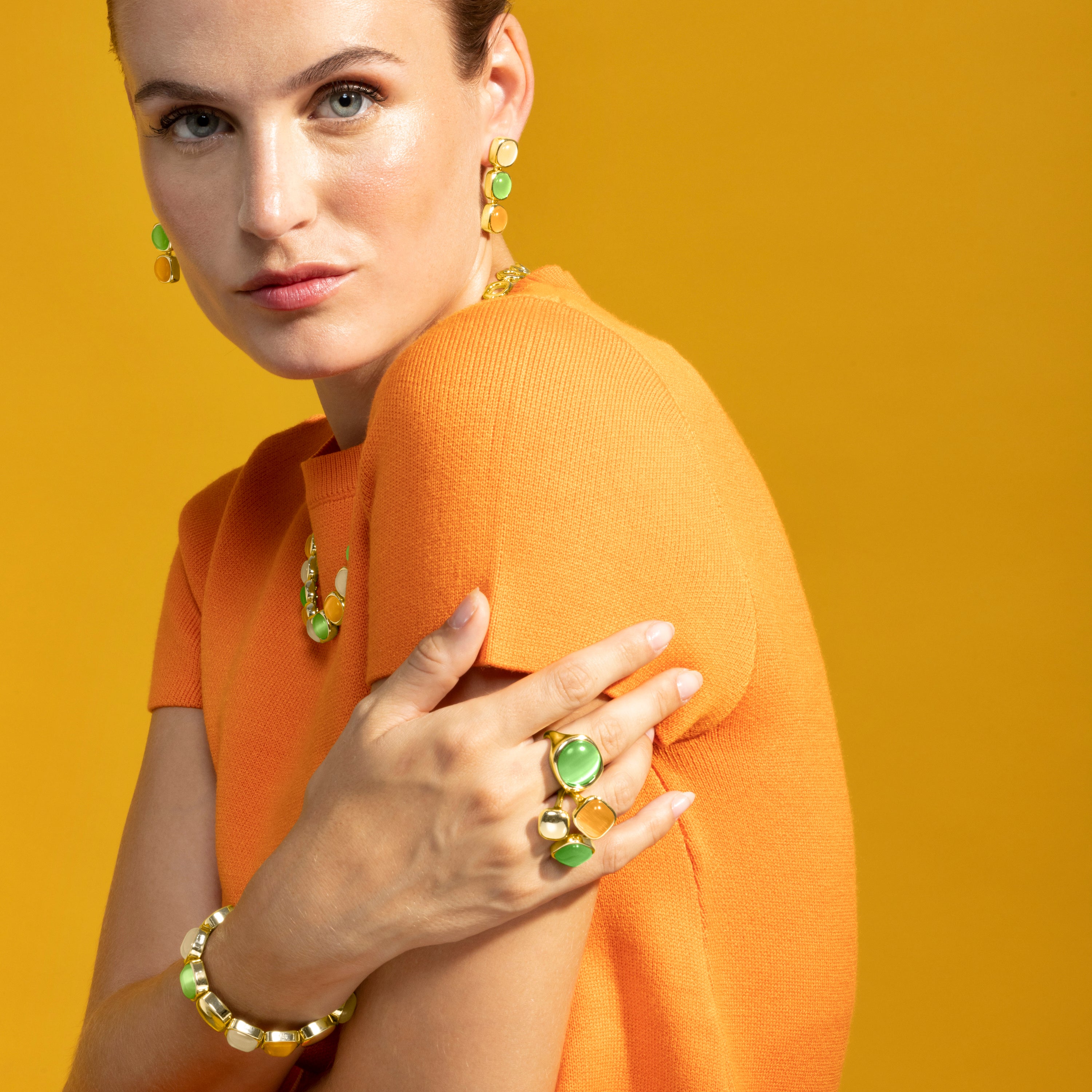 Bracelet avec Œil de Chat Multicolore finition or 18k - Jajim