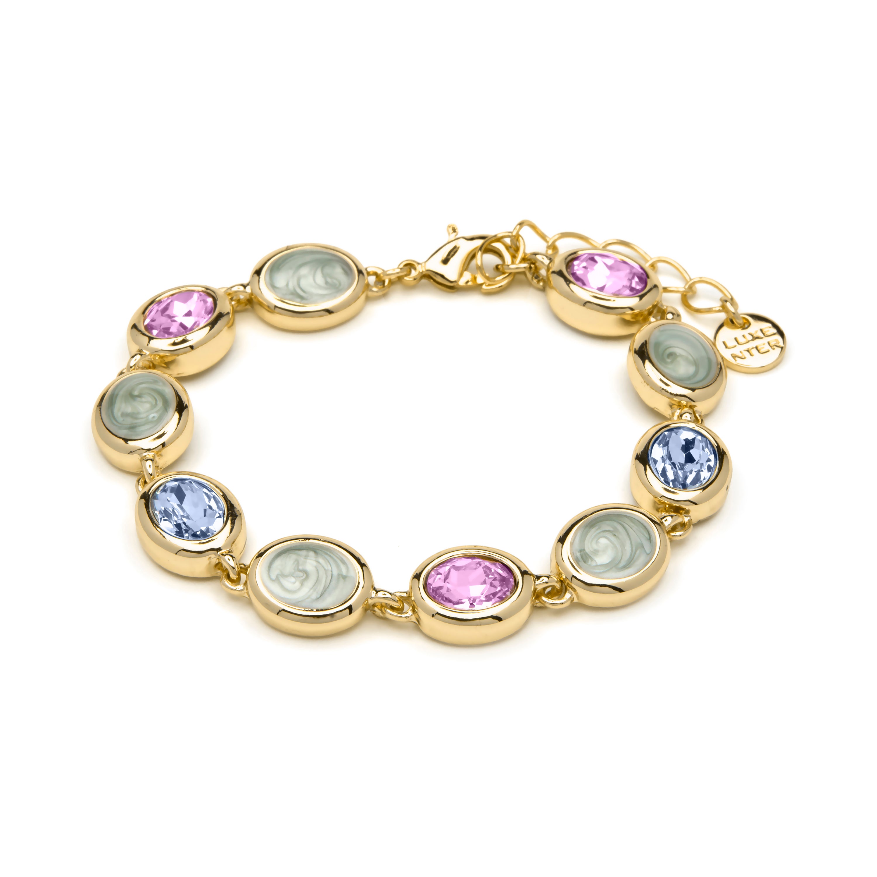 Anillo de Aleación de Metal y Circonita Amatista acabado en oro rosa de 18k - Yasla