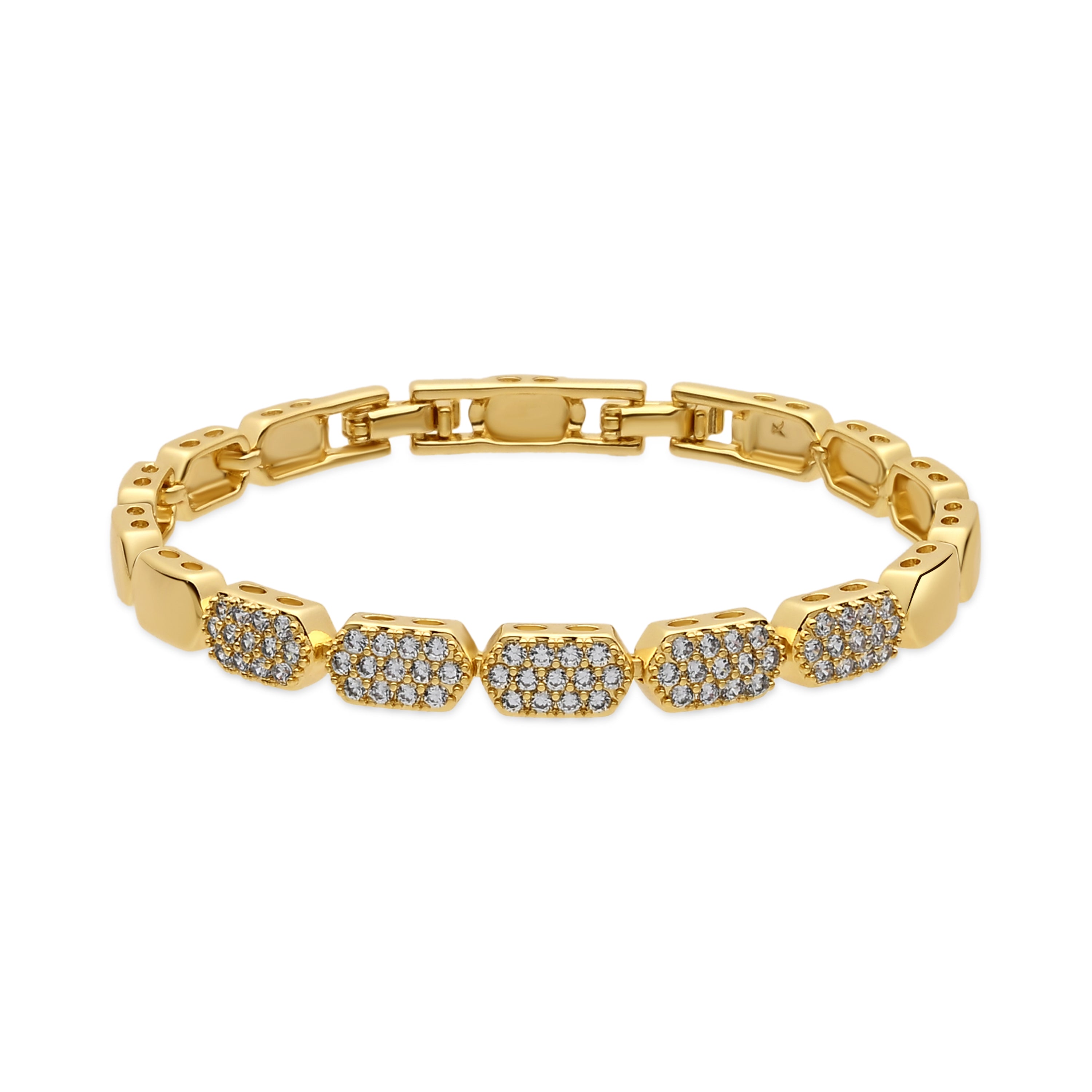 Pulsera de Aleación de Metal y Circonita Brillante acabado en oro amarillo de 18k - Lex