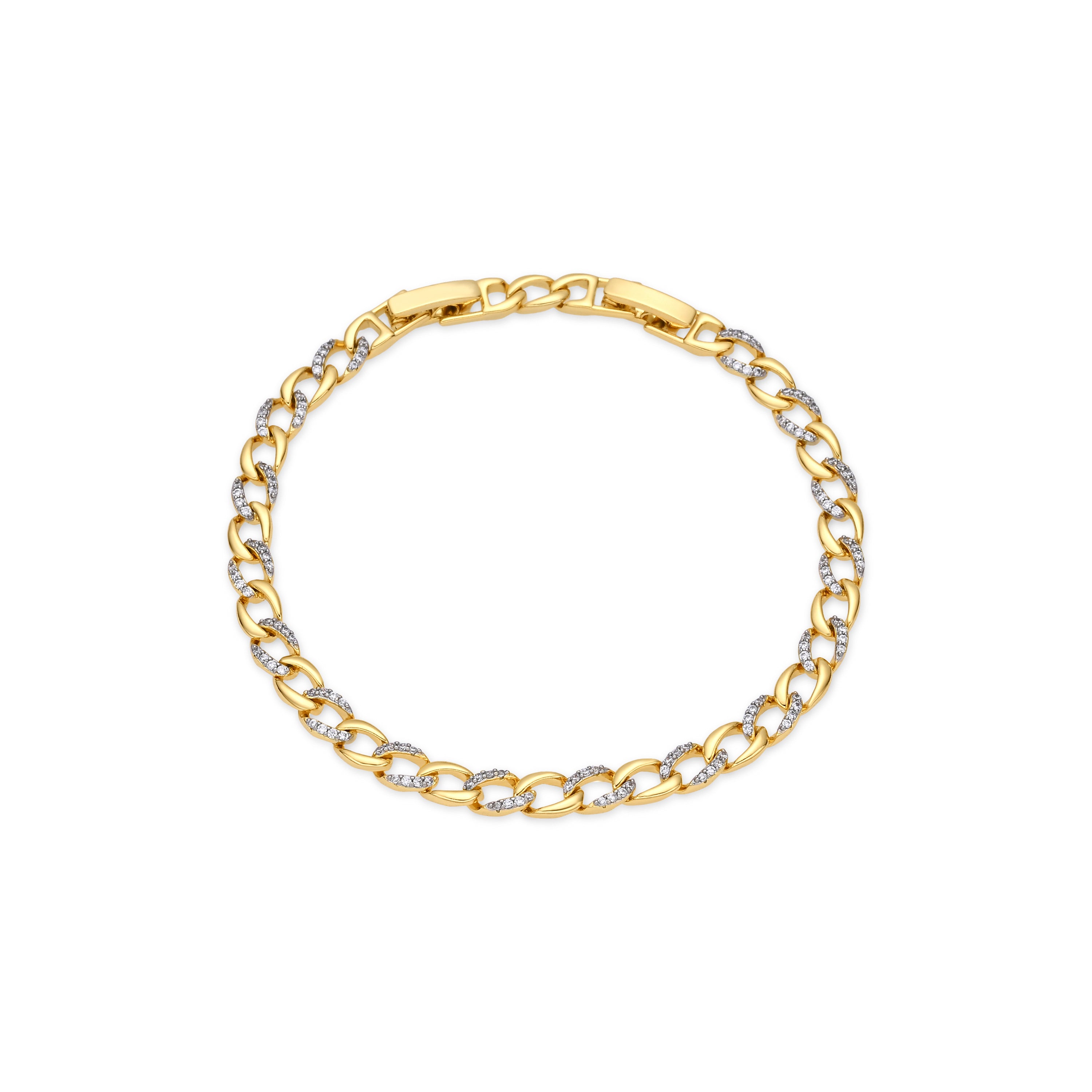 Pulsera de Circonita Brillante acabado en oro amarillo de 18k - Lorla