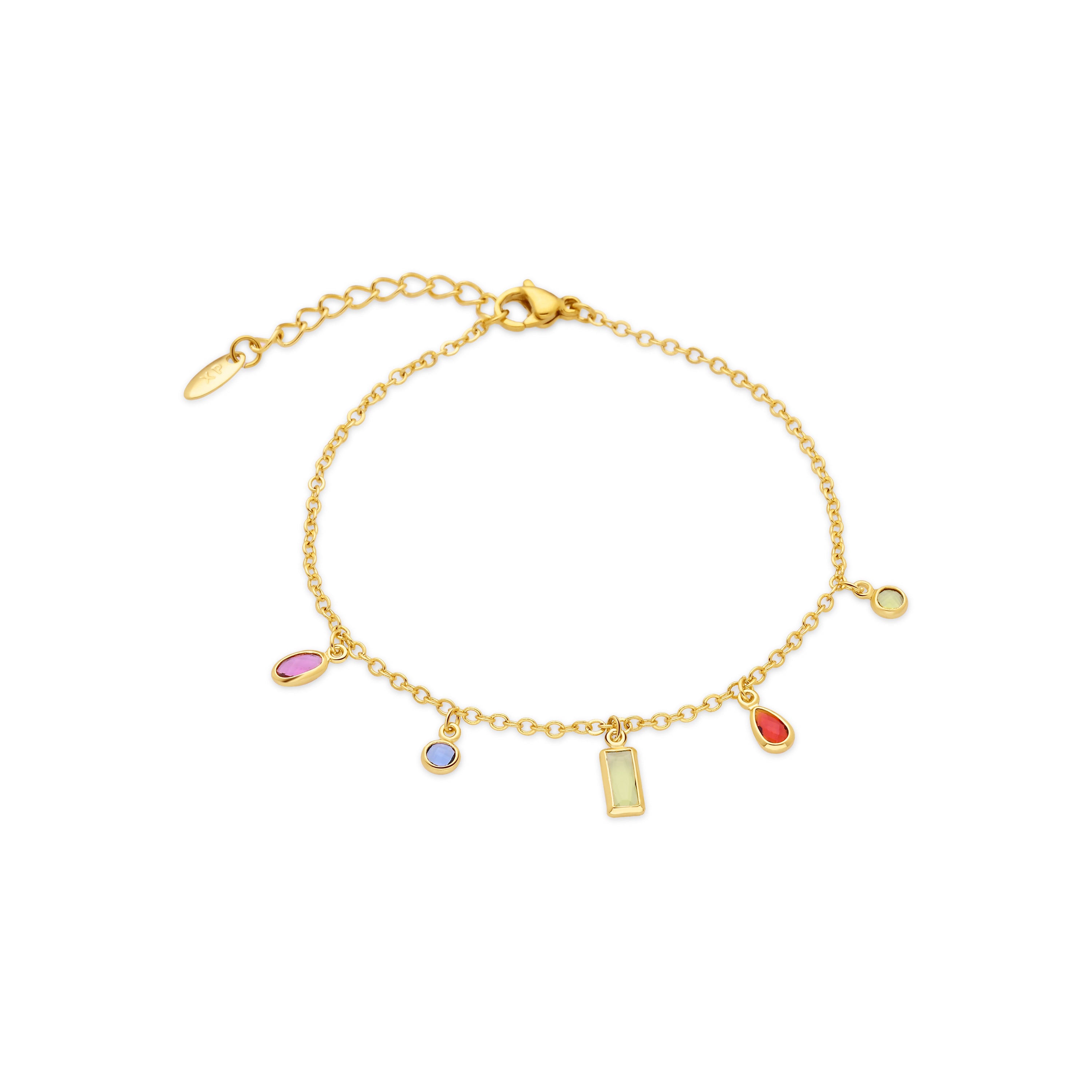 Pulsera de Circonita Multicolor acabado en oro amarillo de 18k - Ayisha