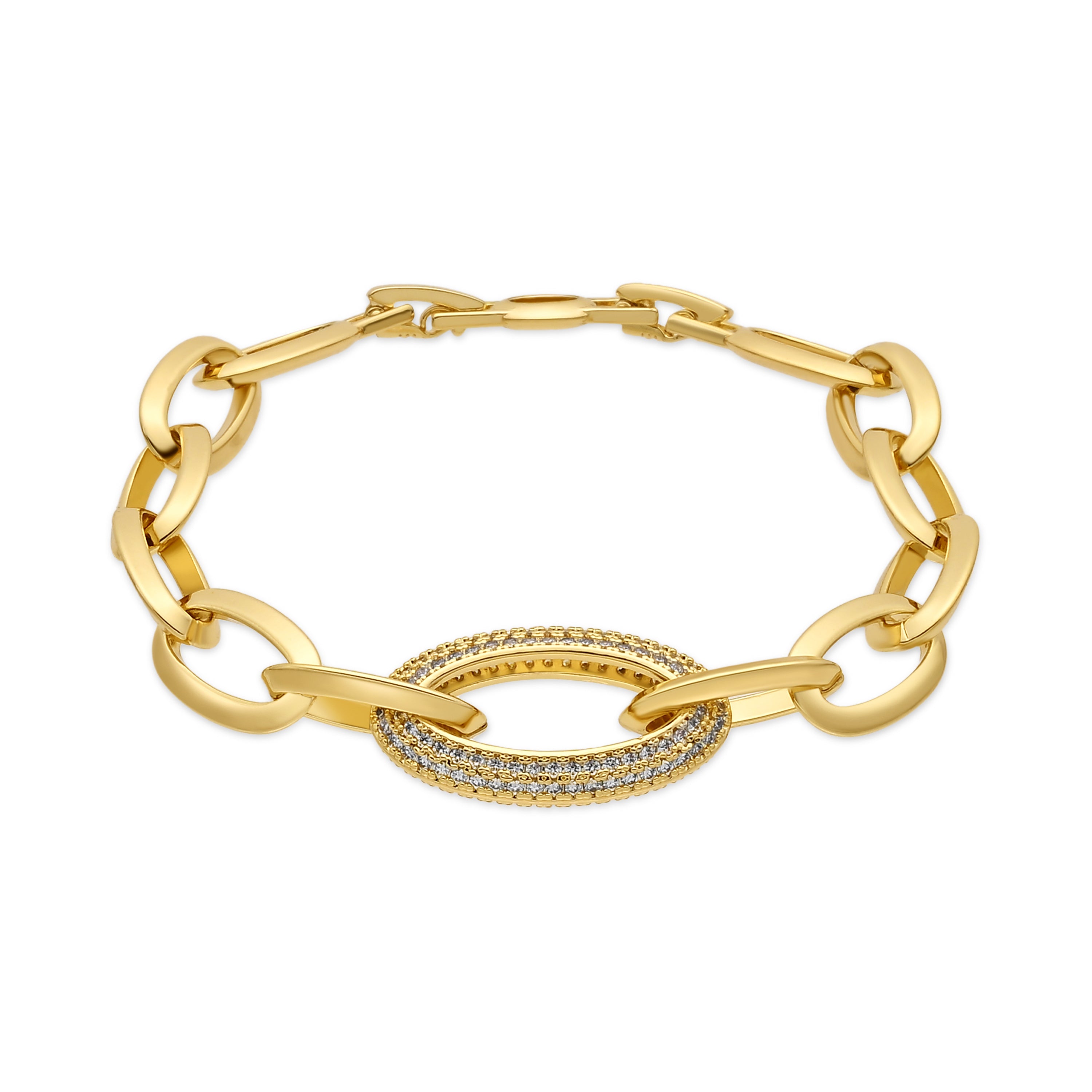 Pulsera de Aleación de Metal y Circonita Brillante acabado en oro amarillo de 18k - Dave