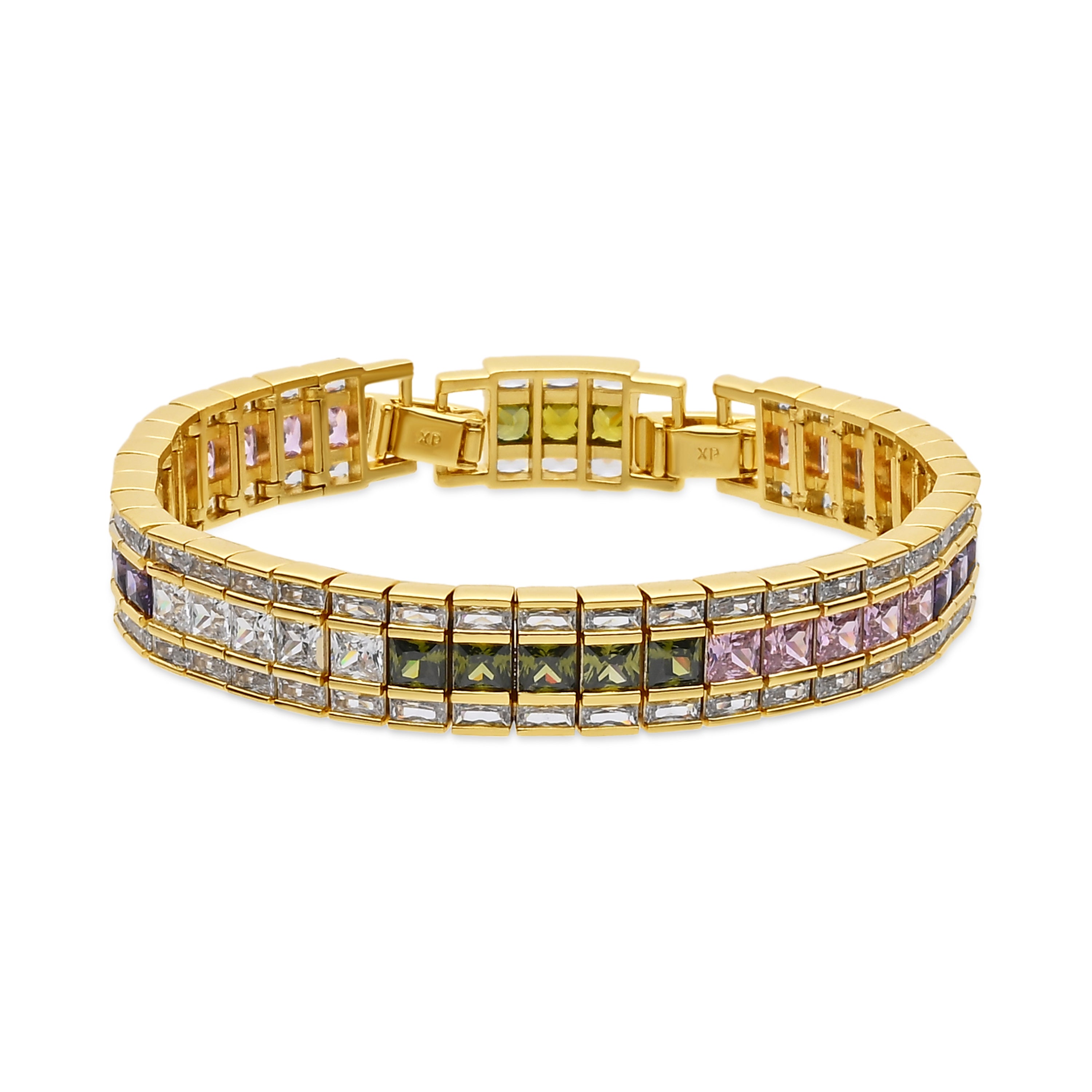 Pulsera de Aleación de Metal y Circonita Multicolor acabado en oro amarillo de 18k - Fayl