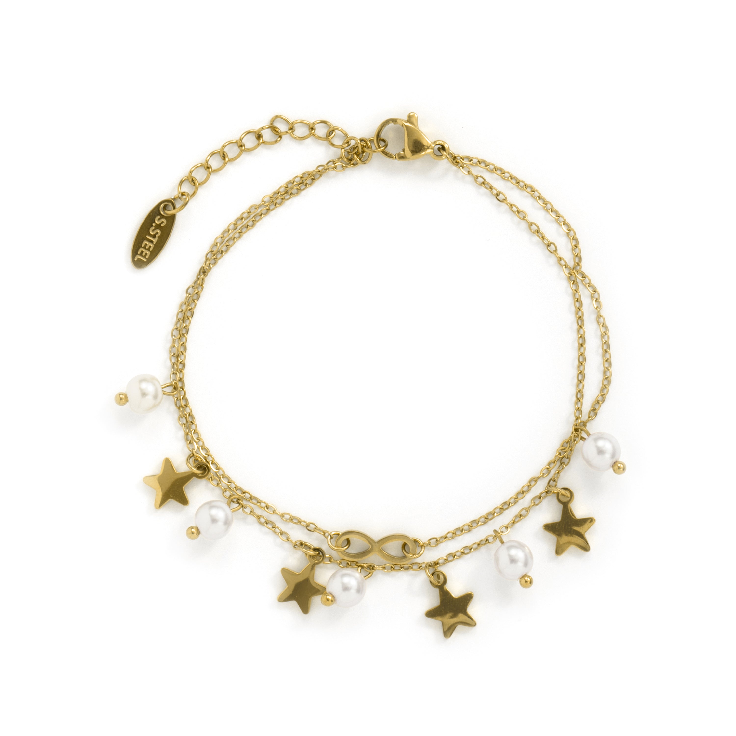 Pulsera de Aleación de Metal y Perla Blanca acabado en oro amarillo de 18k - Eltol