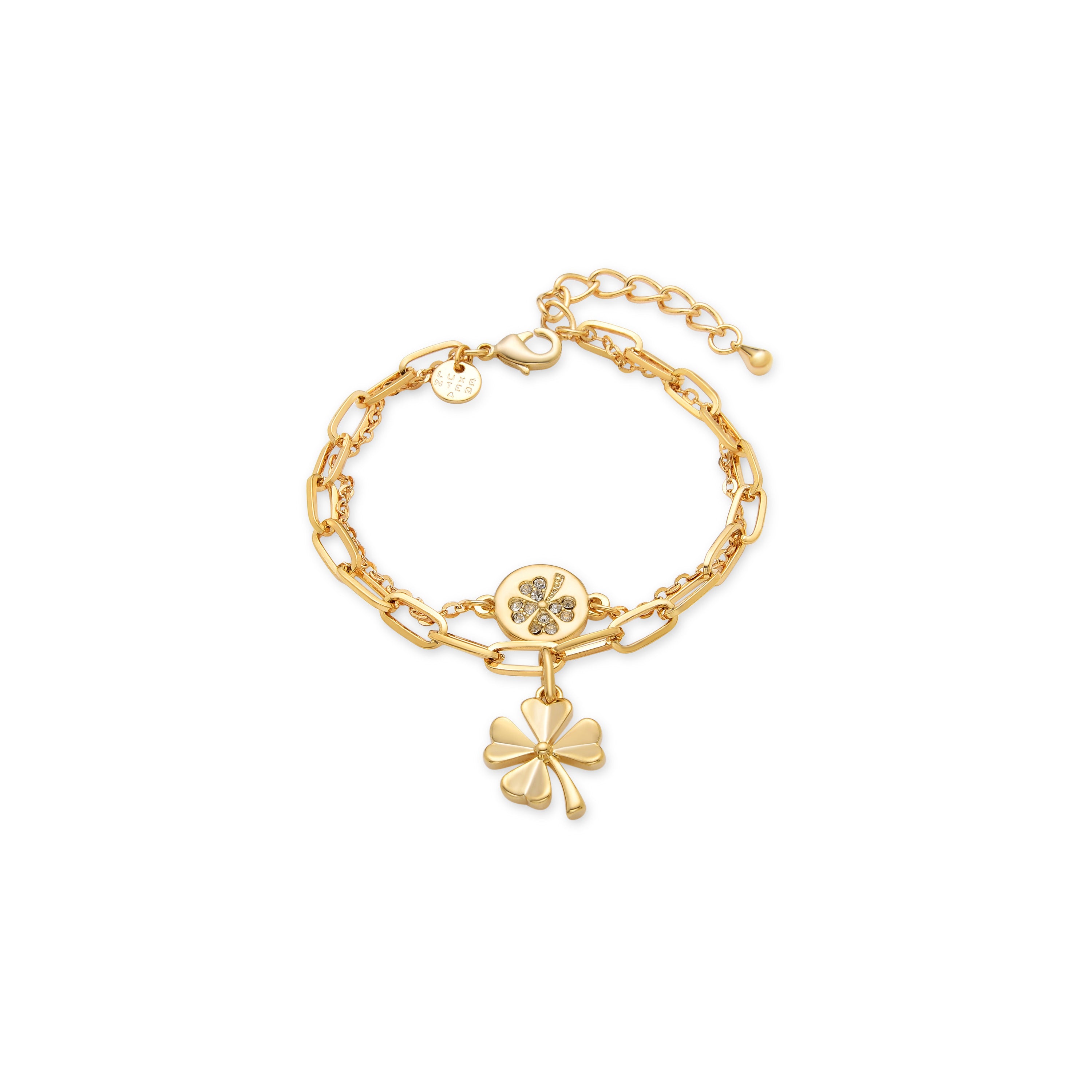 Pulsera de Circonita Brillante acabada en oro amarillo de 18K - Flor