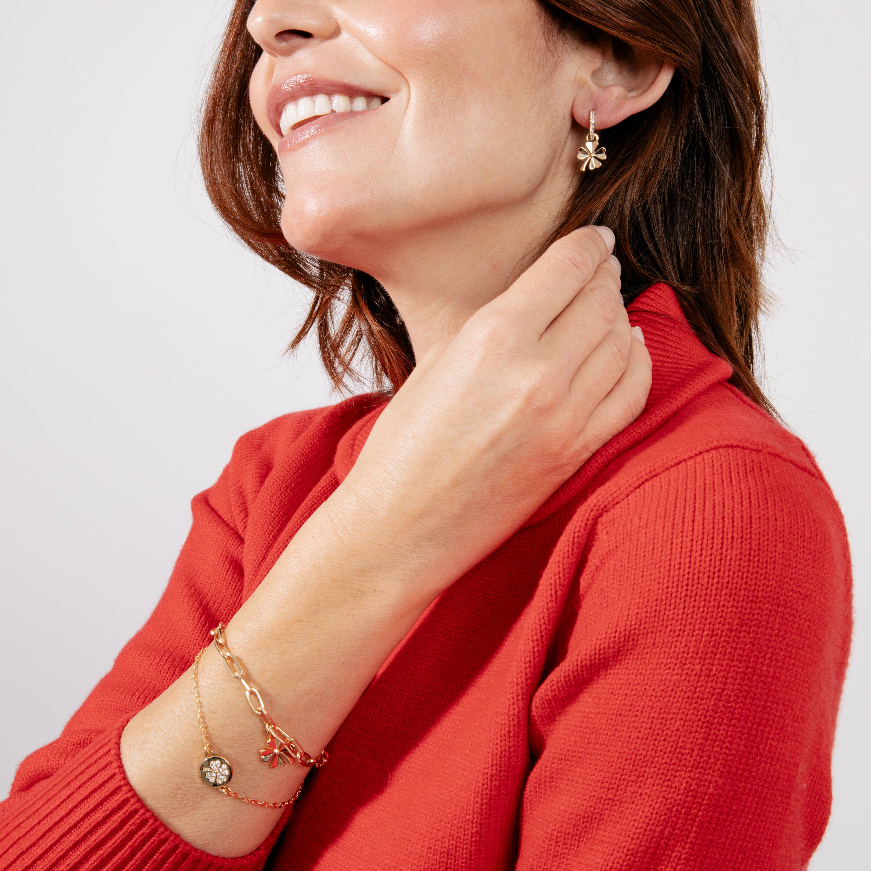 Pulsera de Circonita Brillante acabada en oro amarillo de 18K - Flor