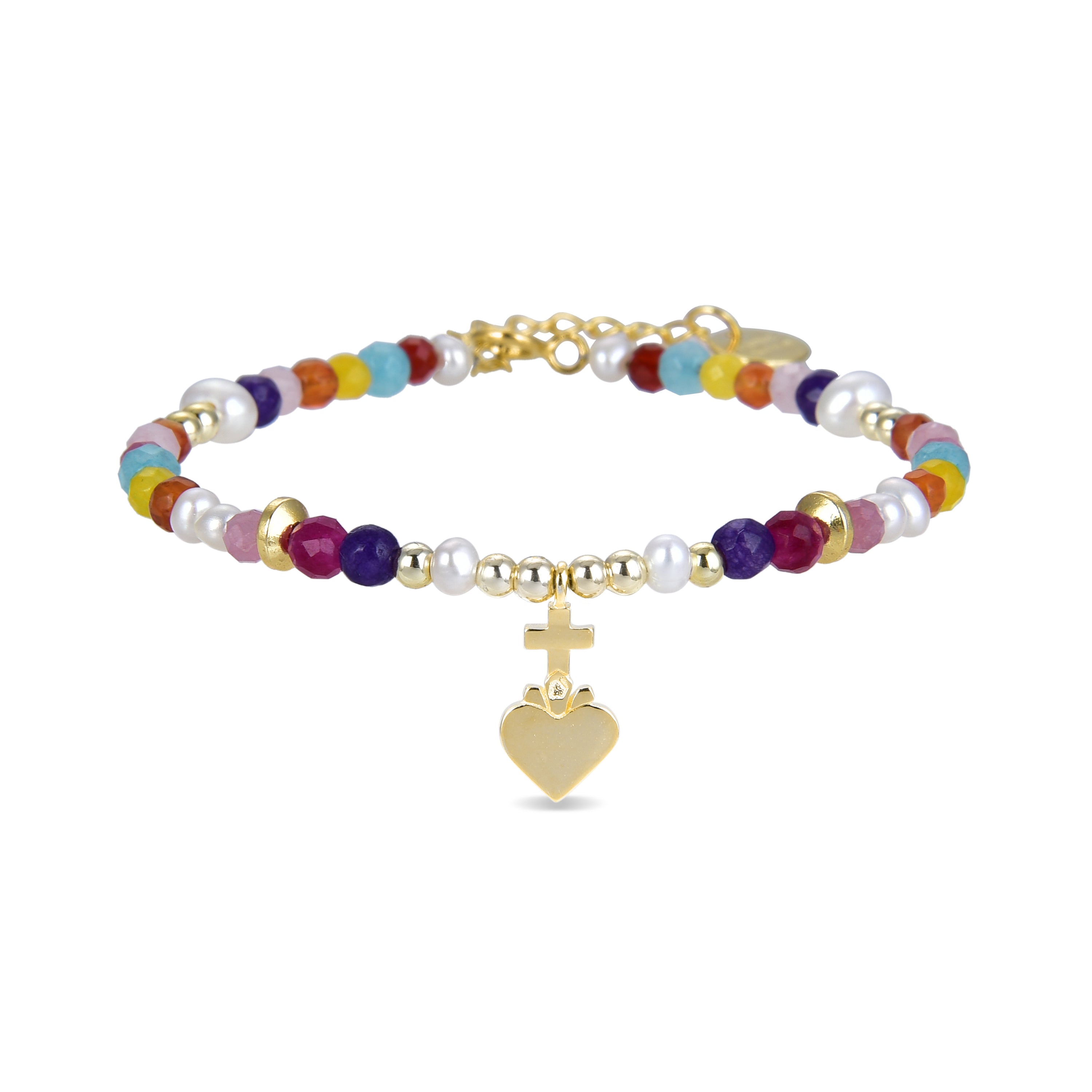 Pulsera de Aleación de Metal y Cristal Multicolor acabado en oro amarillo de 18k - Nymox