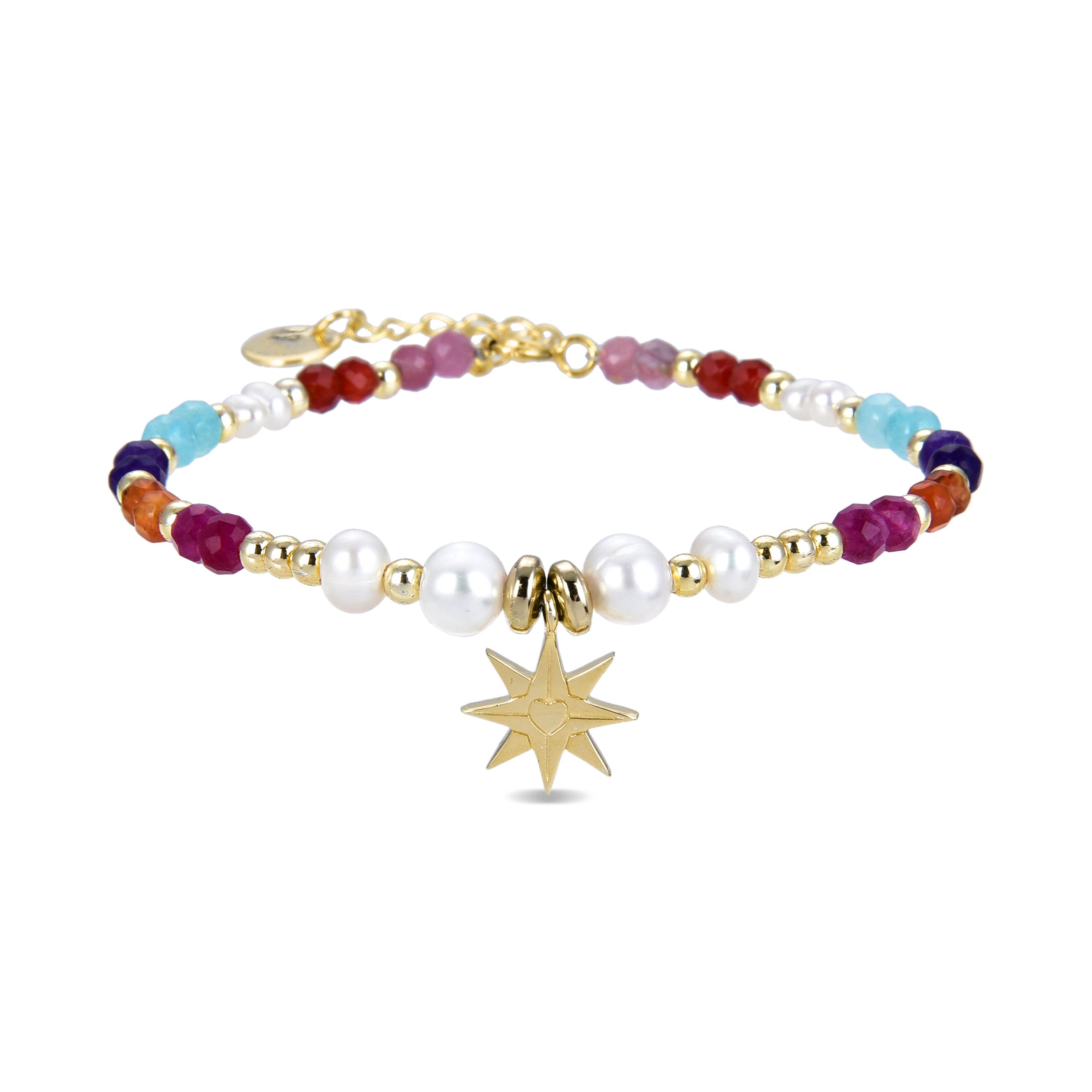 Pulsera de Aleación de Metal y Cristal Multicolor acabado en oro amarillo de 18k - Shasha