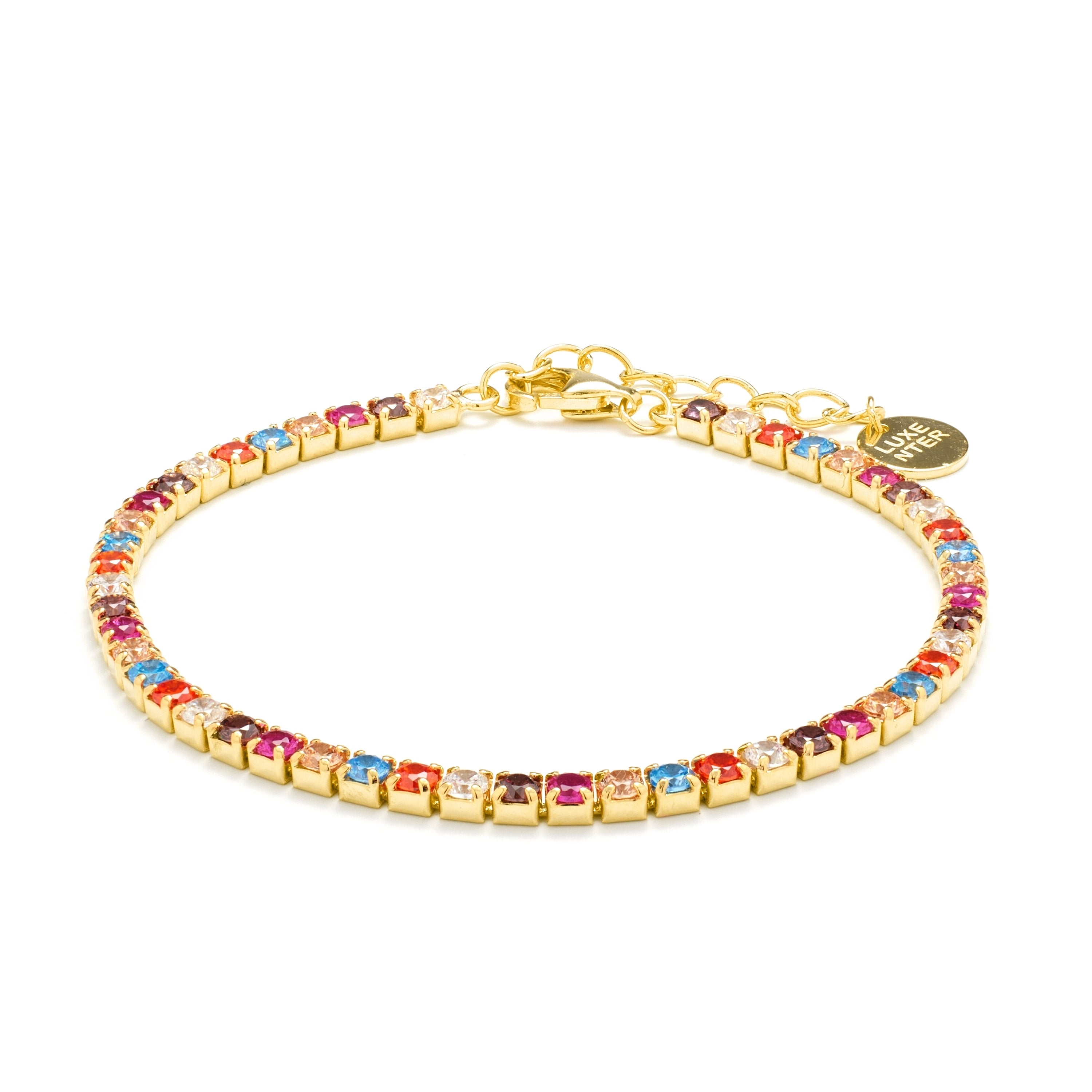 Pulsera de Aleación de Metal y Circonita Multicolor acabado en oro amarillo de 18k - Tahu