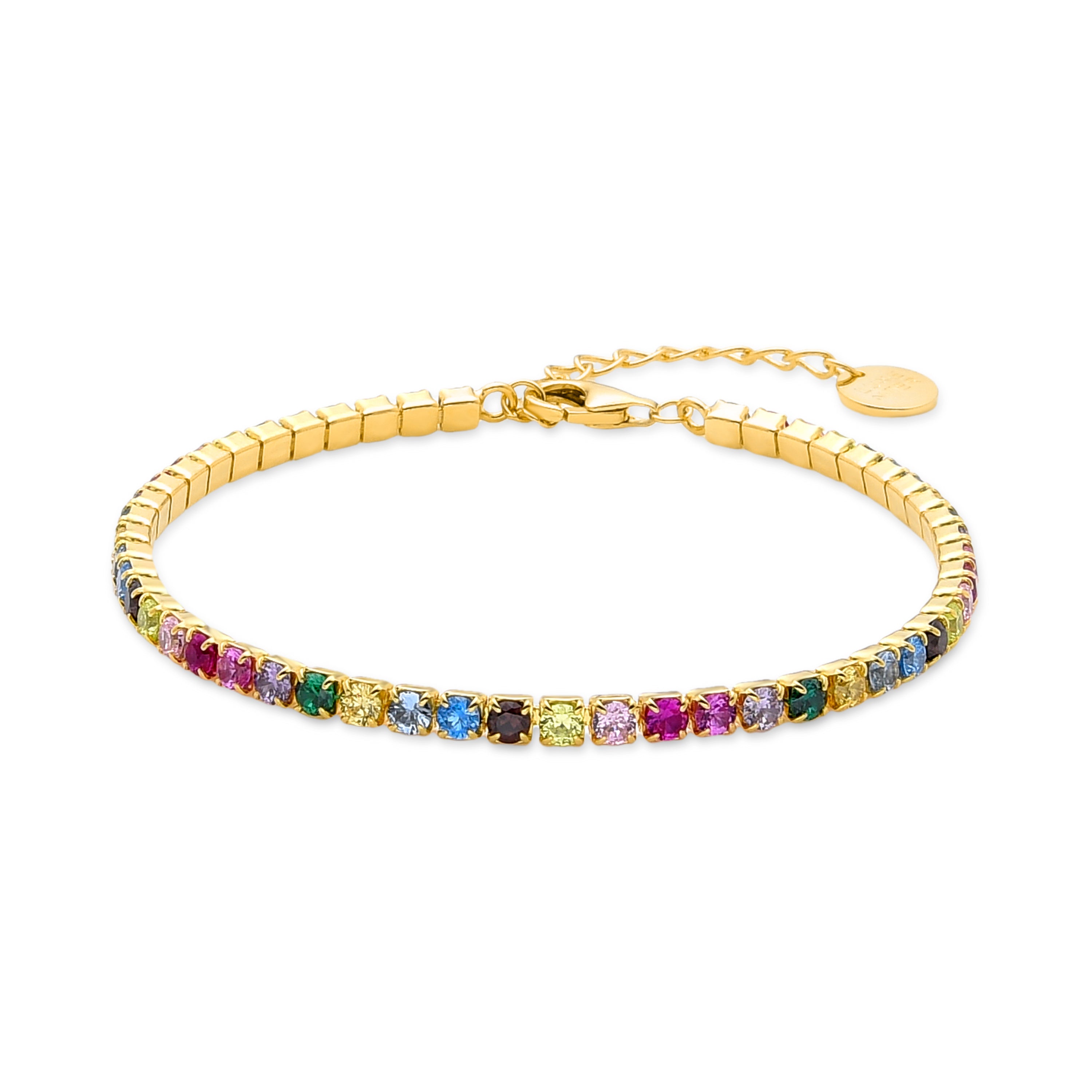 Pulsera de Aleación de Metal y Circonita Multicolor acabado en oro amarillo de 18k - Tahu