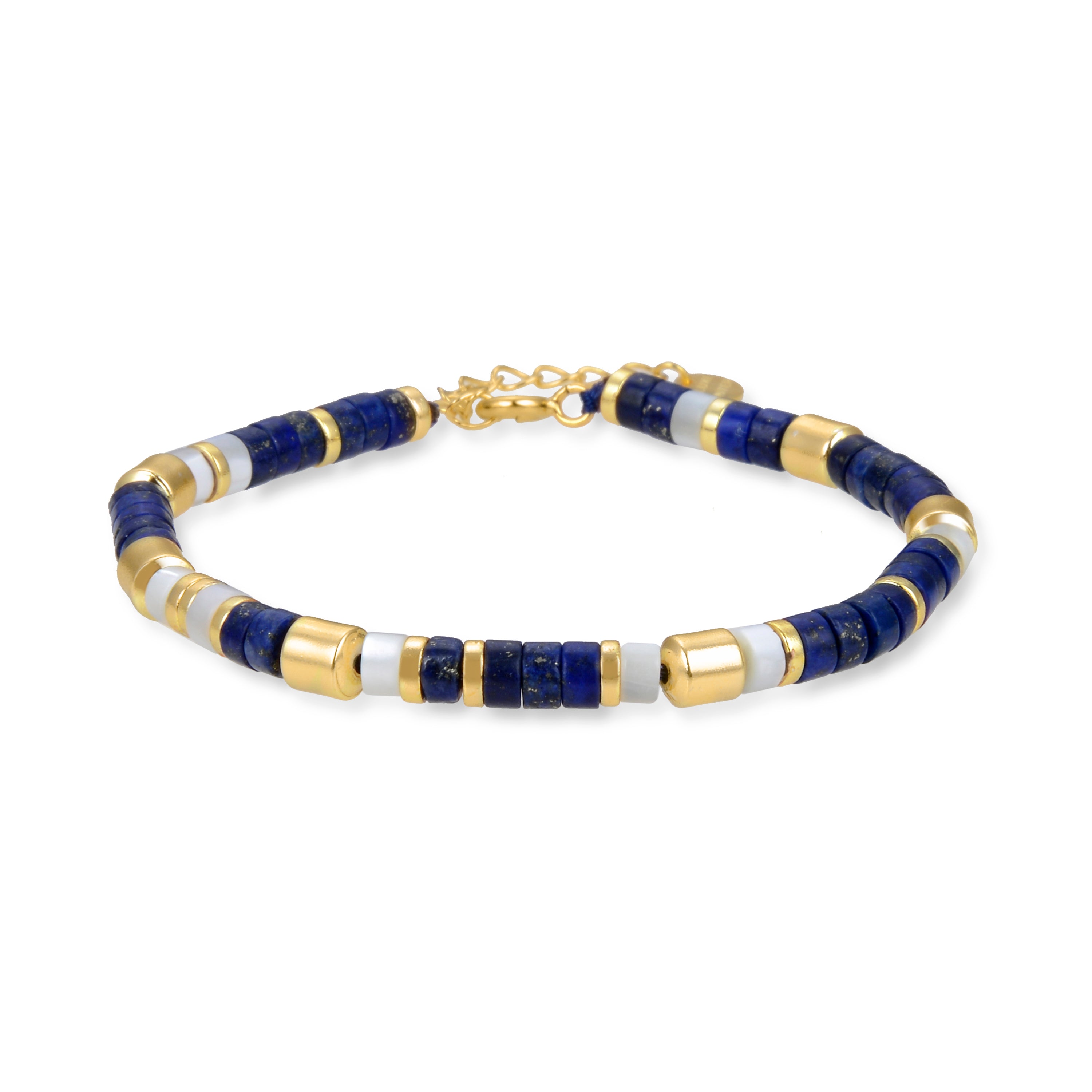 Pulsera de Aleación de Metal y Lapislazuli Natural acabado en oro amarillo de 18k - Ihun