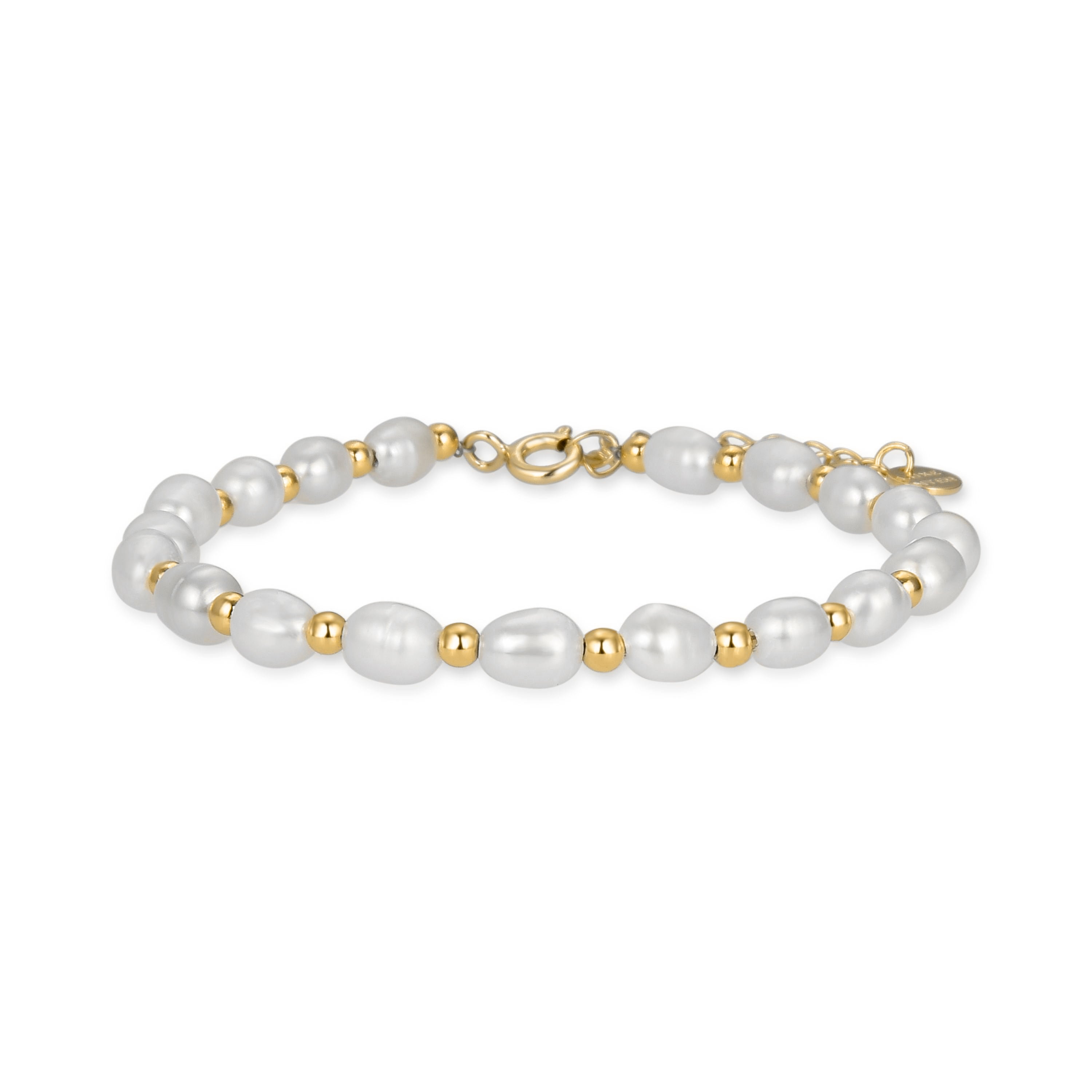Pulsera de Aleación de Metal y Perla Blanca acabado en oro amarillo de 18k - Zul