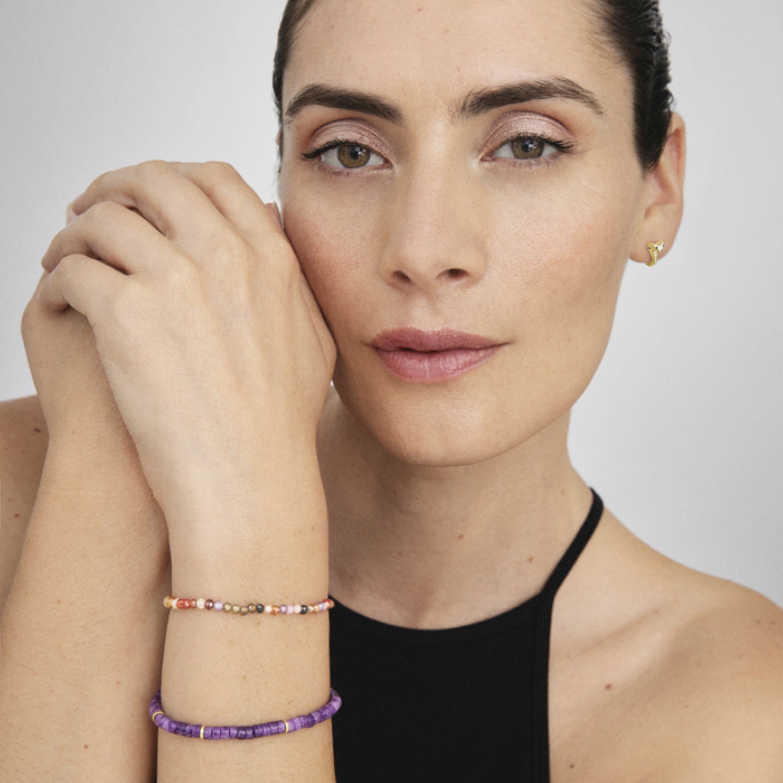 Pulsera de Aleación de Metal y Cristal Multicolor acabado en oro amarillo de 18k - Ufela