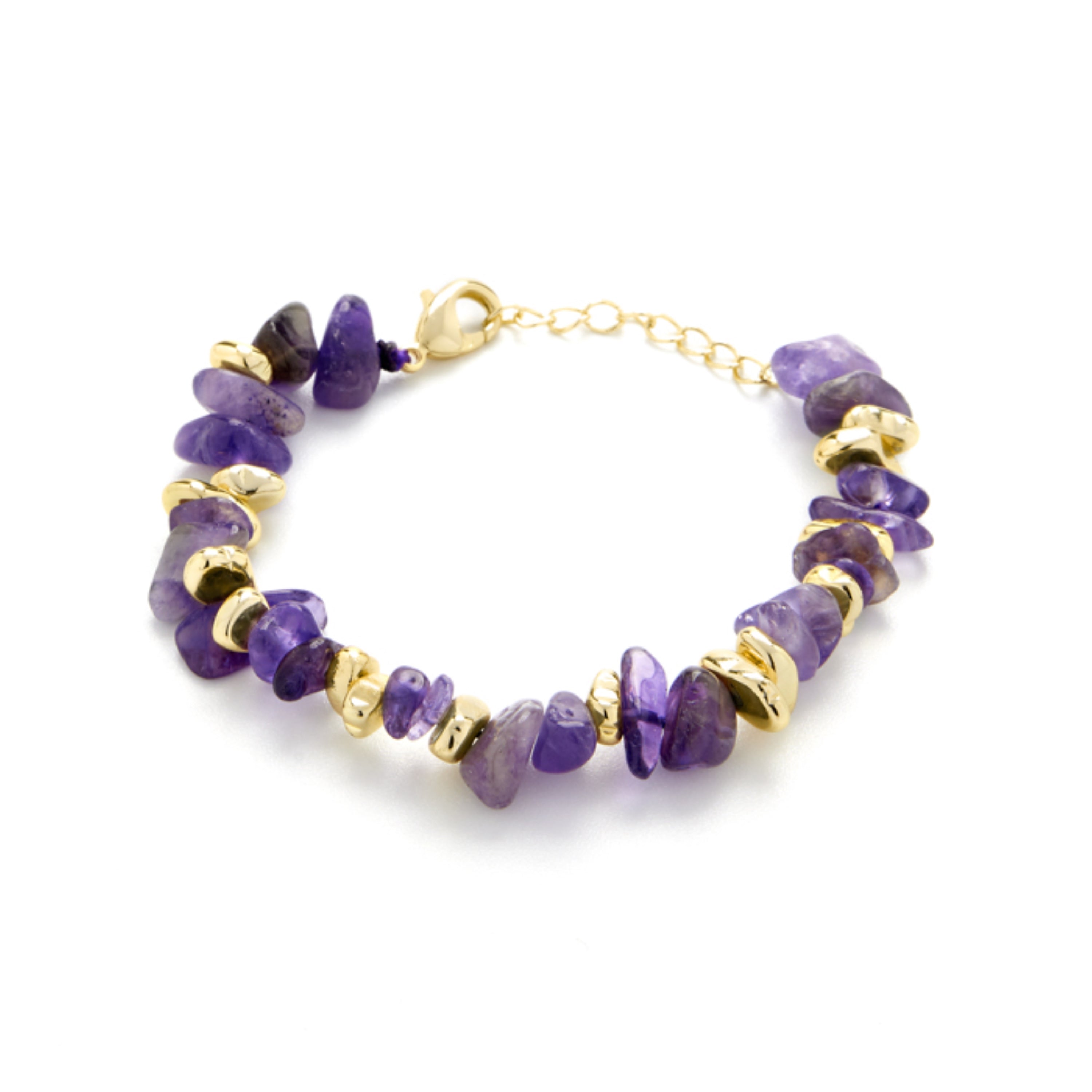 Pulsera de Amatista Natural acabada en oro amarillo de 18K - Sygo