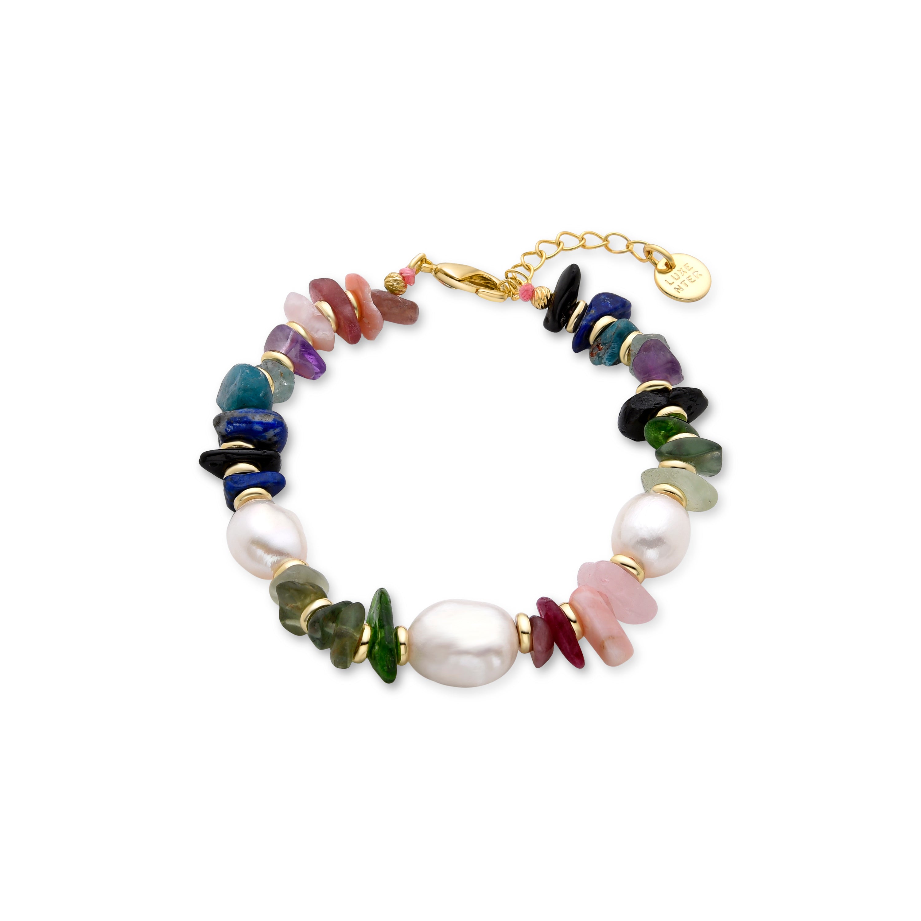 Pulsera de Multicolor Piedra Natural acabada en oro amarillo de 18K - Kasyo