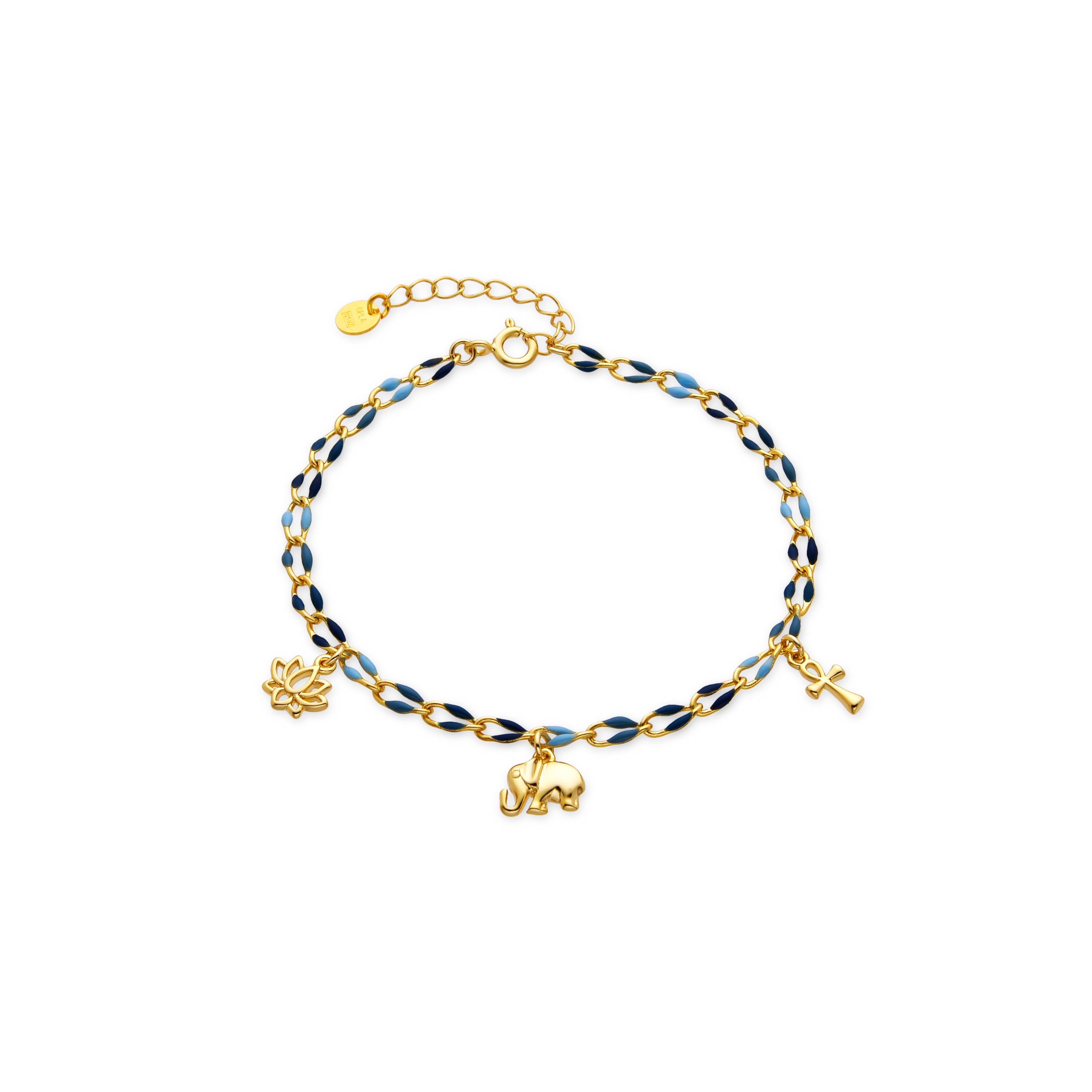 Pulsera de Aleación de Metal y Lacado Azul acabado en oro amarillo de 18k - Shione