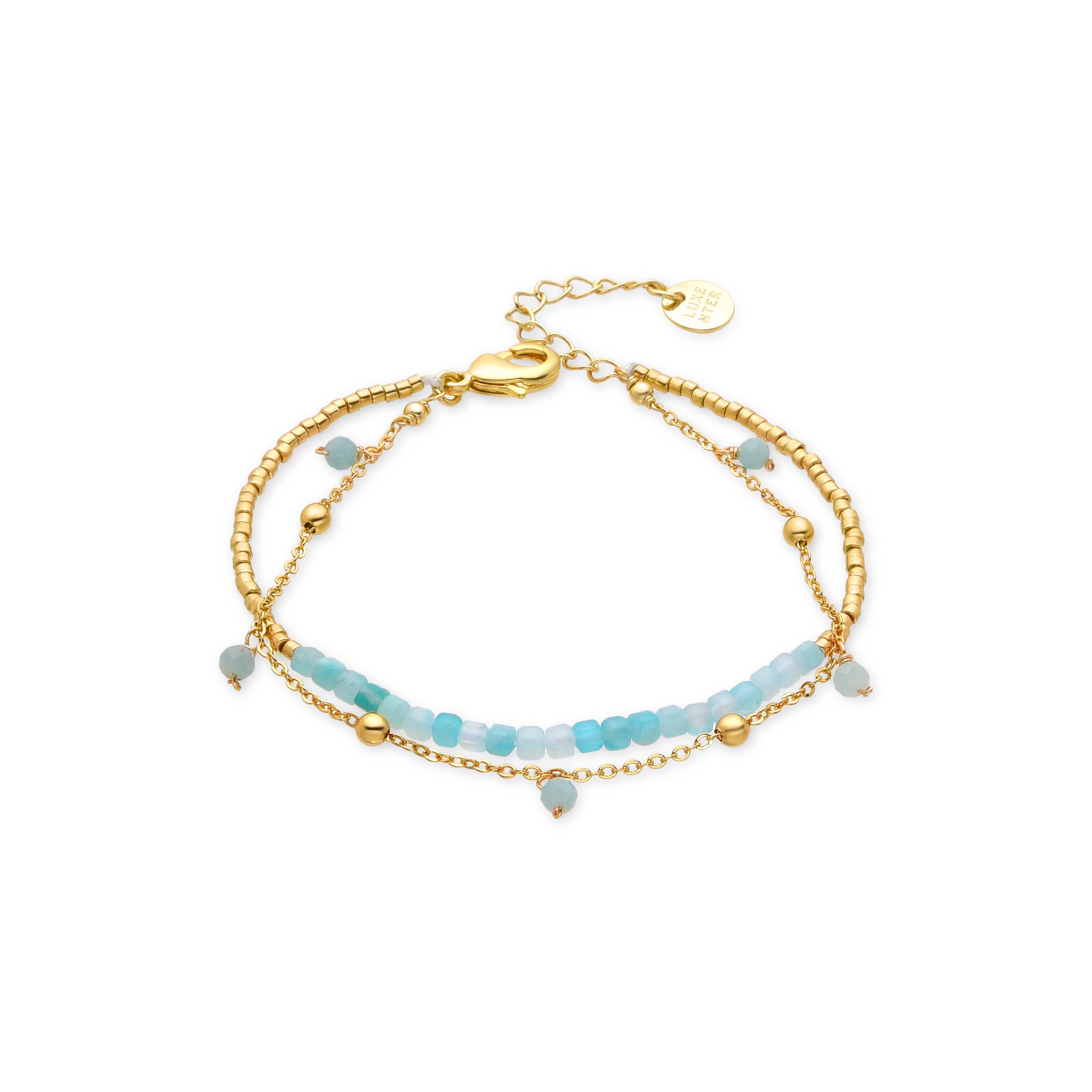 Pulsera de Turquesa acabada en oro amarillo de 18k - Akya