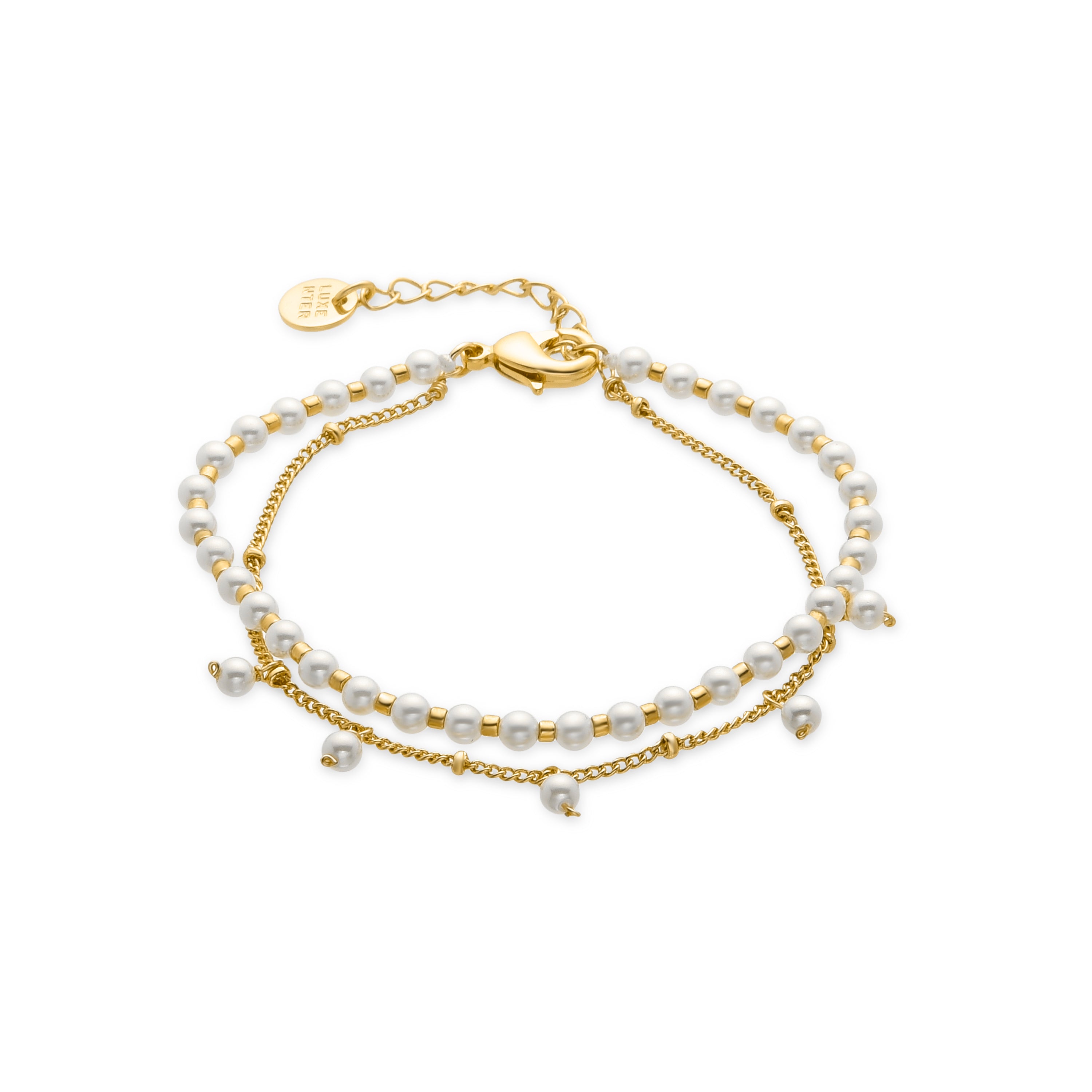 Pulsera de Perla Blanca acabada en oro amarillo de 18k - Subri