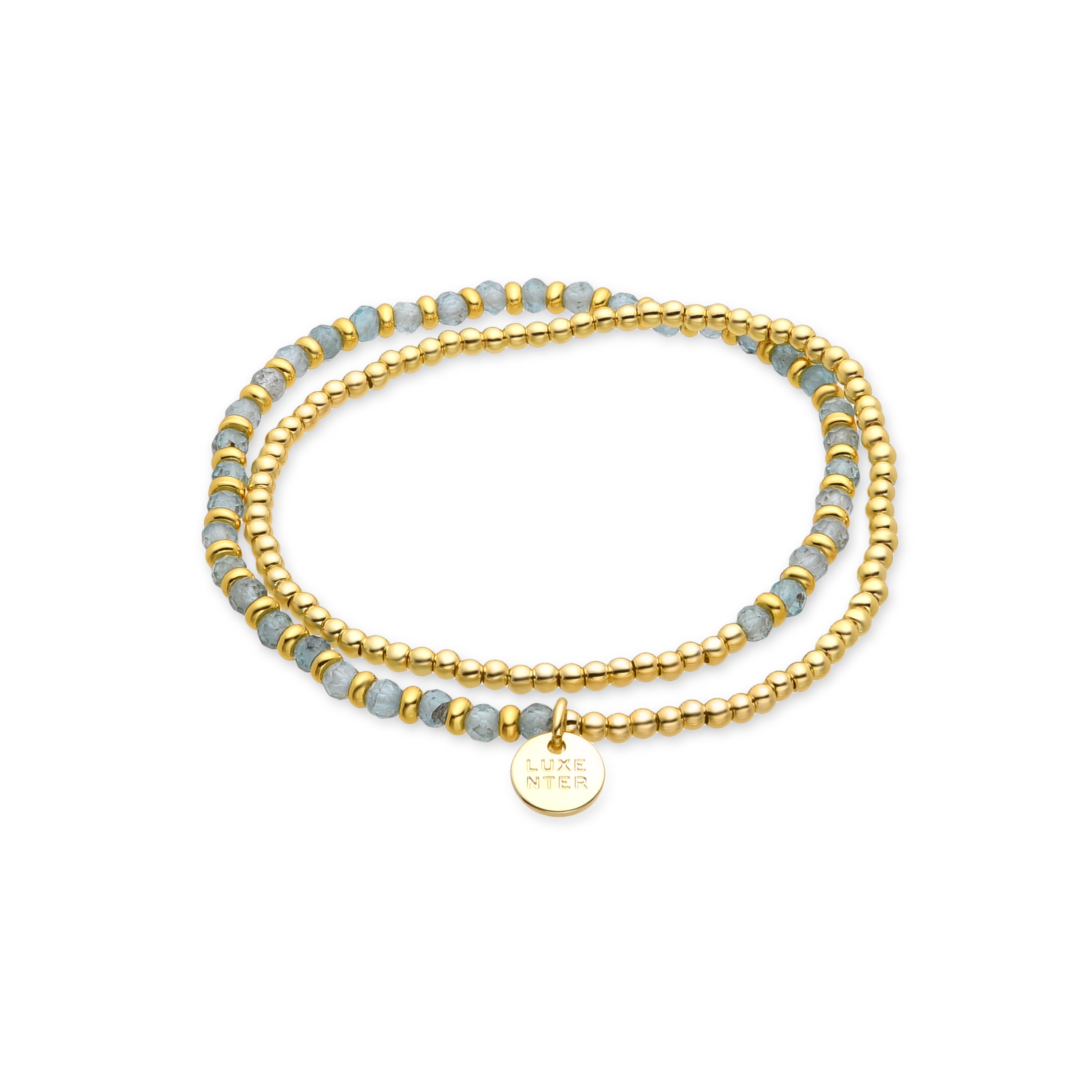 Pulsera de Cristal Azul acabada en oro amarillo de 18k - Zira