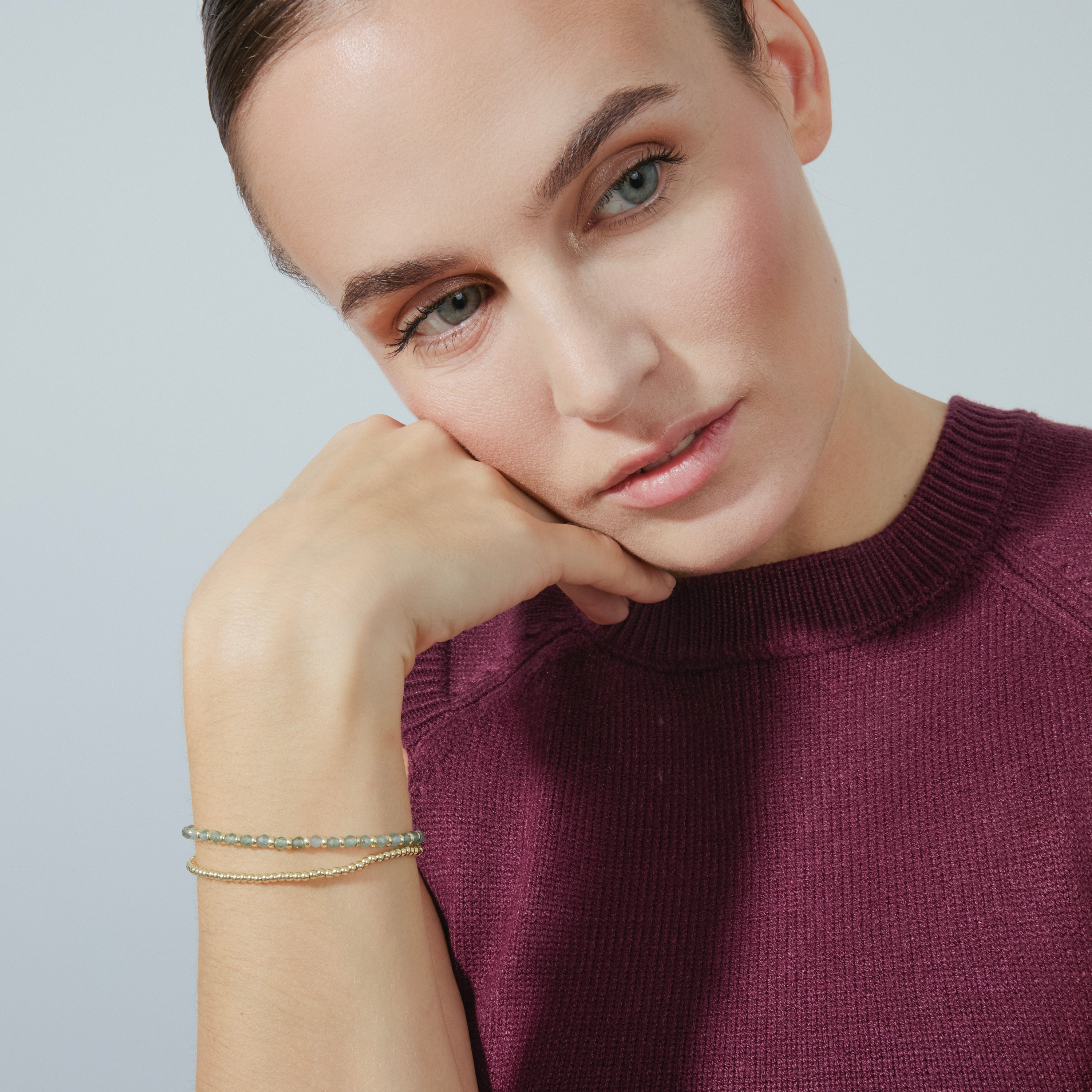 Pulsera de Cristal Azul acabada en oro amarillo de 18k - Zira