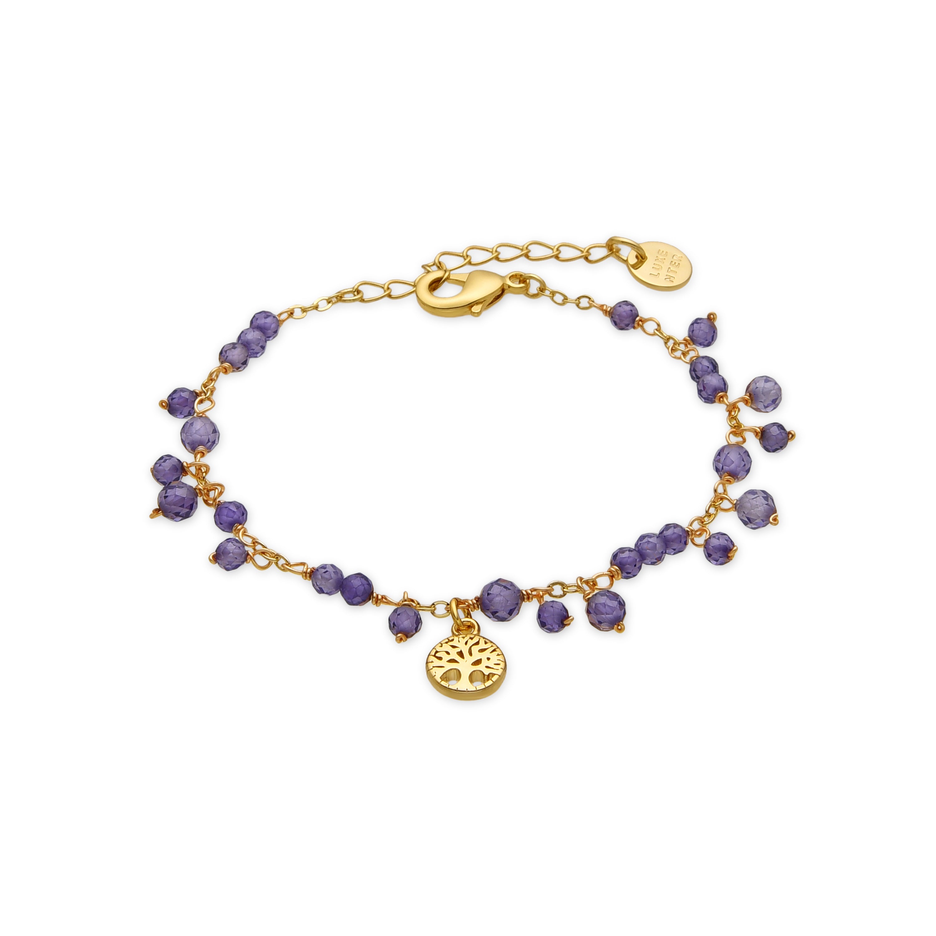 Bracelet avec Cristal Violet finition or 18k - Totez