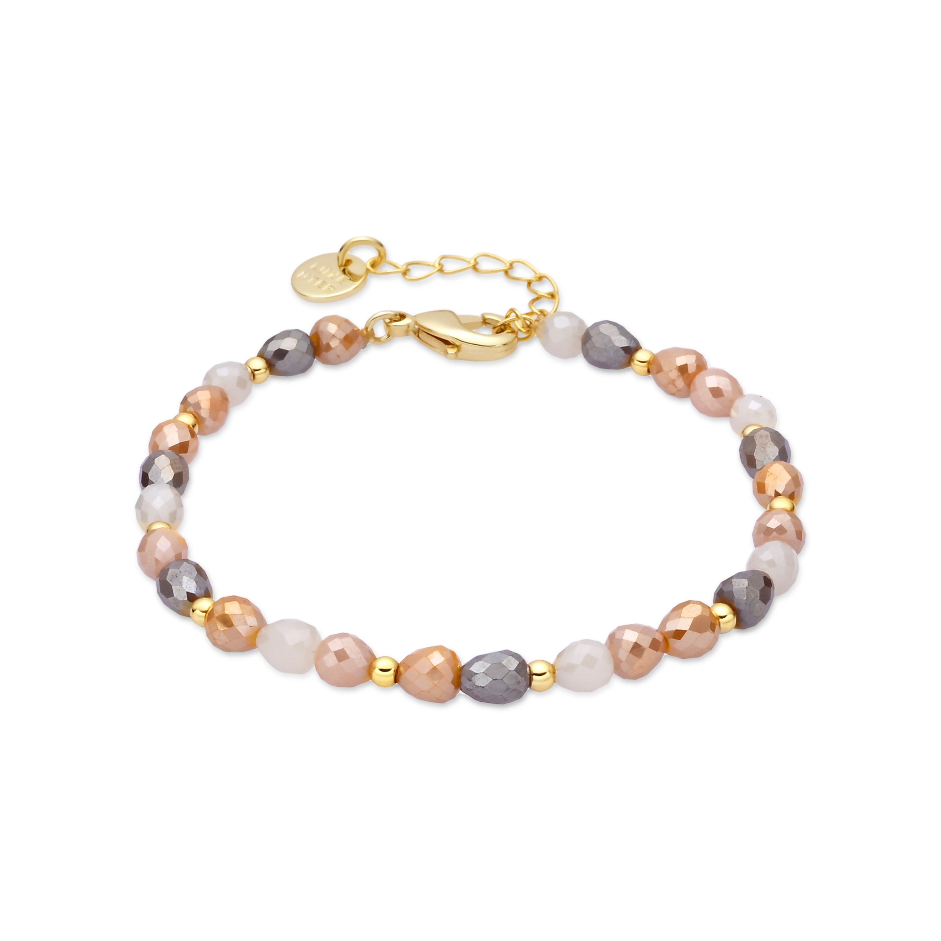 Pulsera de Cristal Marron acabado en oro amarillo 18k - Likdu