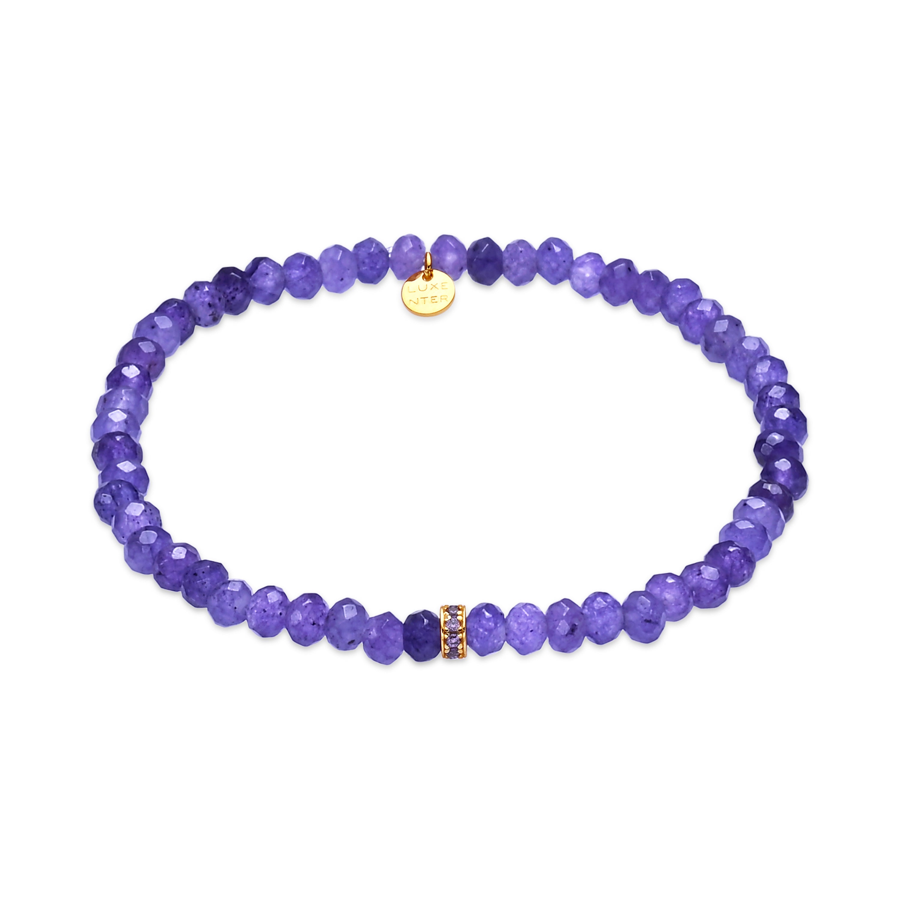 Pulsera de Cristal Morado acabado en oro amarillo de 18k - Aming