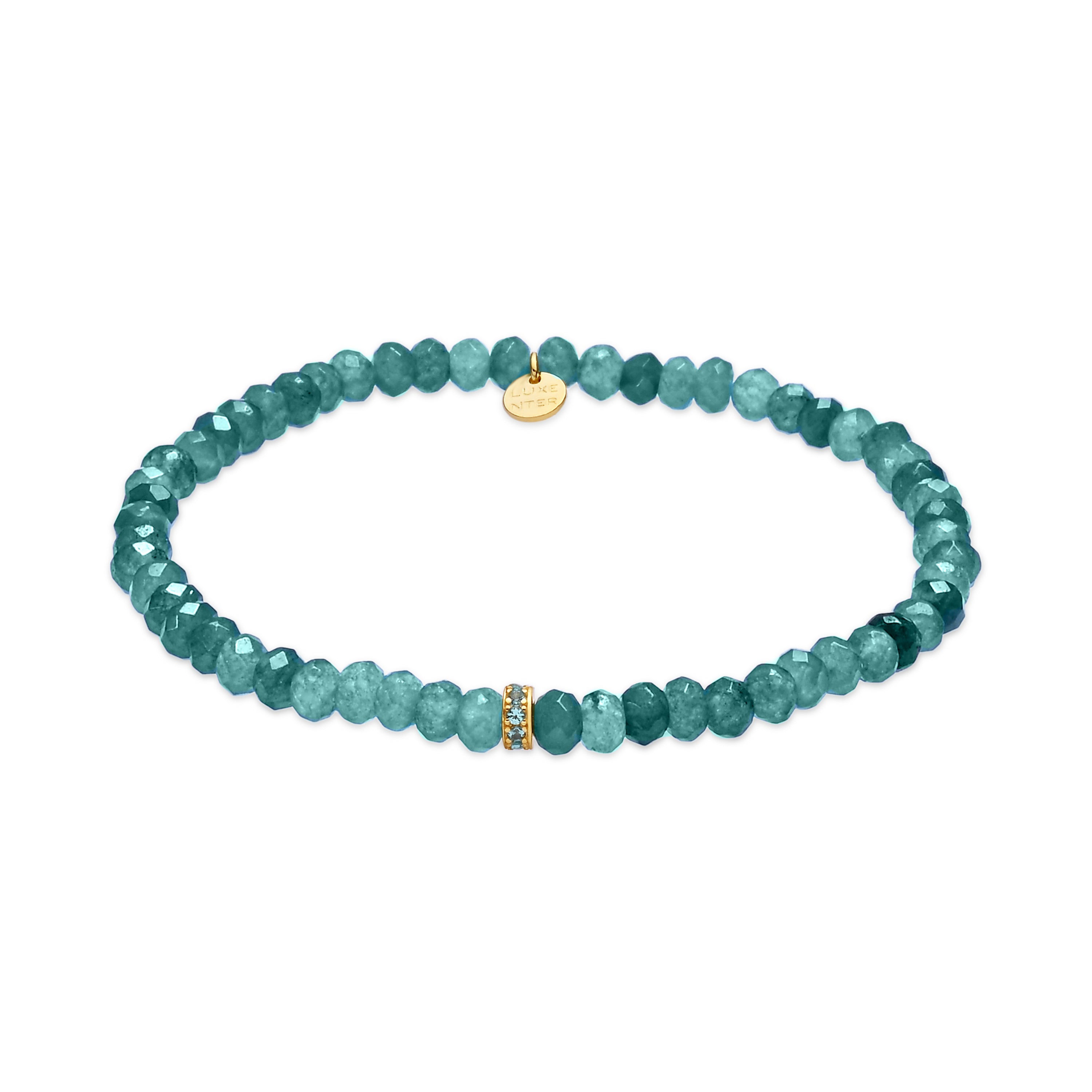 Pulsera de Cristal Verde Turquesa acabado en oro amarillo de 18k - Aming