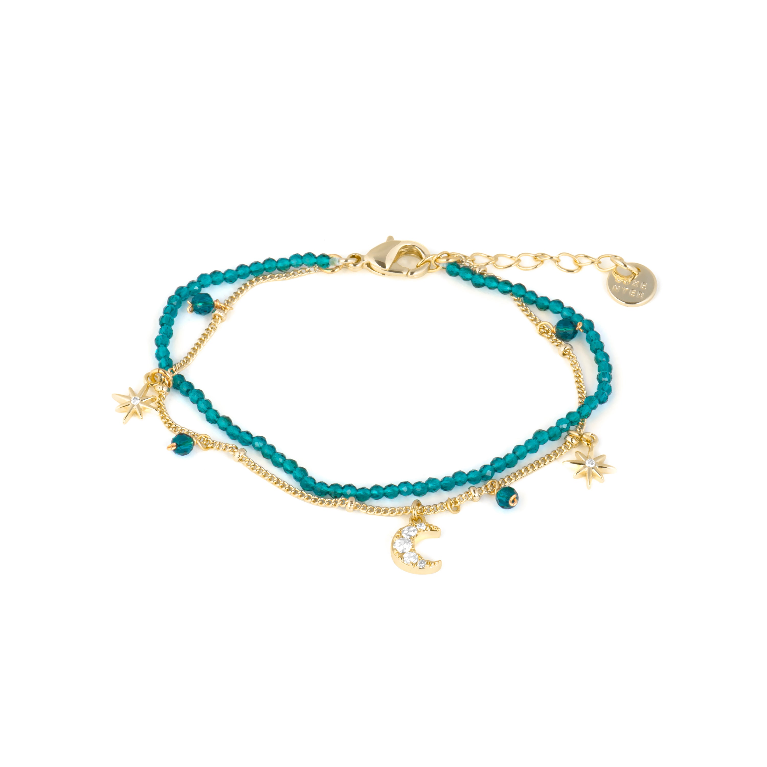 Pulsera de Cristal Verde acabado en oro amarillo 18k - Ayora