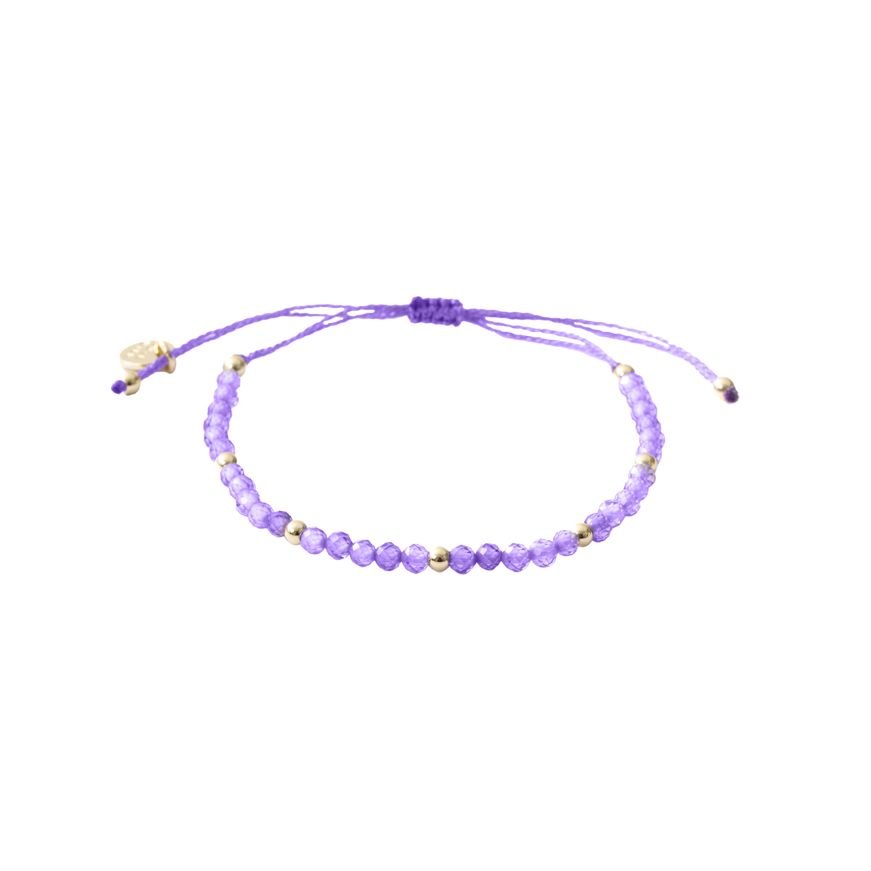 Pulsera de Algodon Morado acabado en oro amarillo de 18k - Tuali