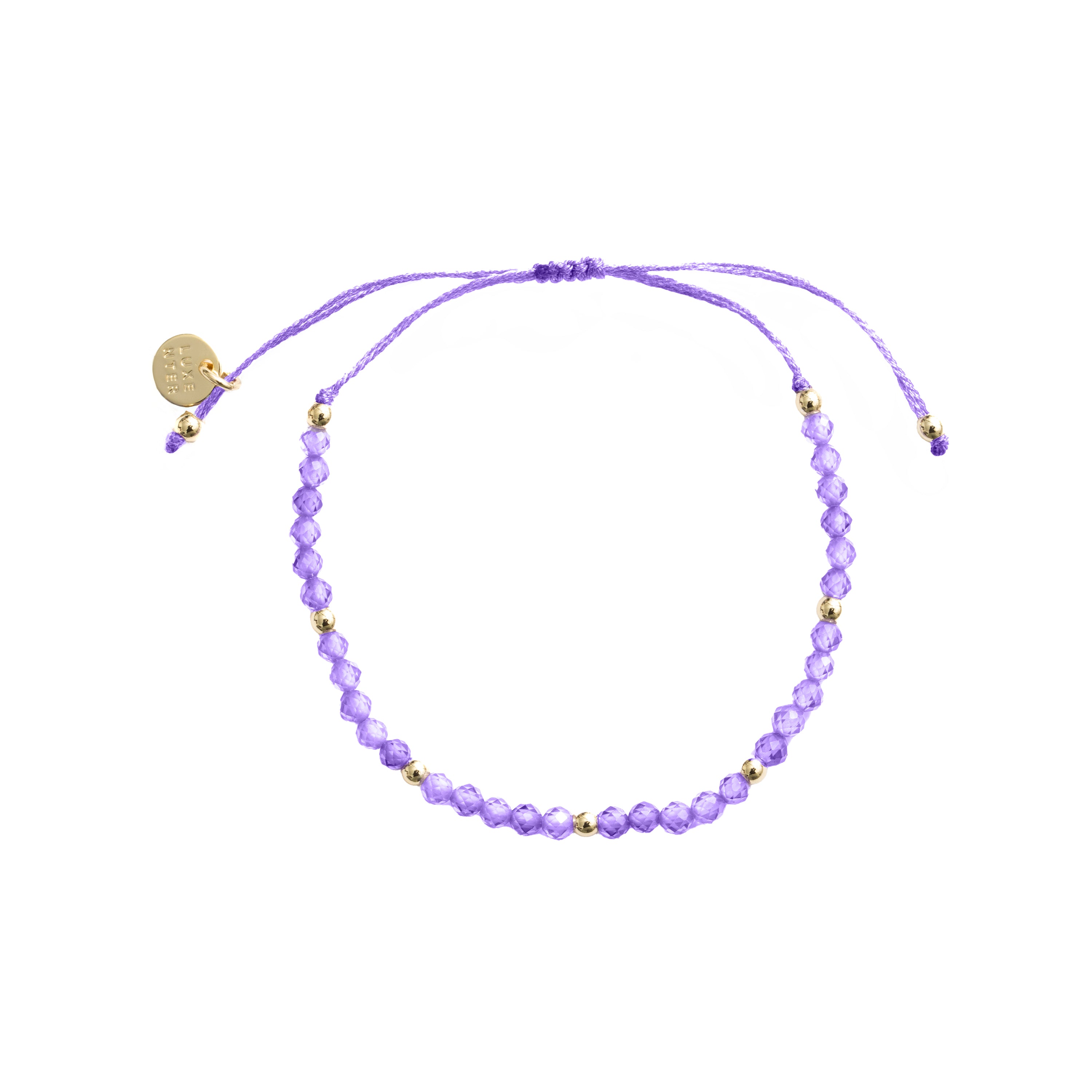 Pulsera de Algodon Morado acabado en oro amarillo de 18k - Tuali