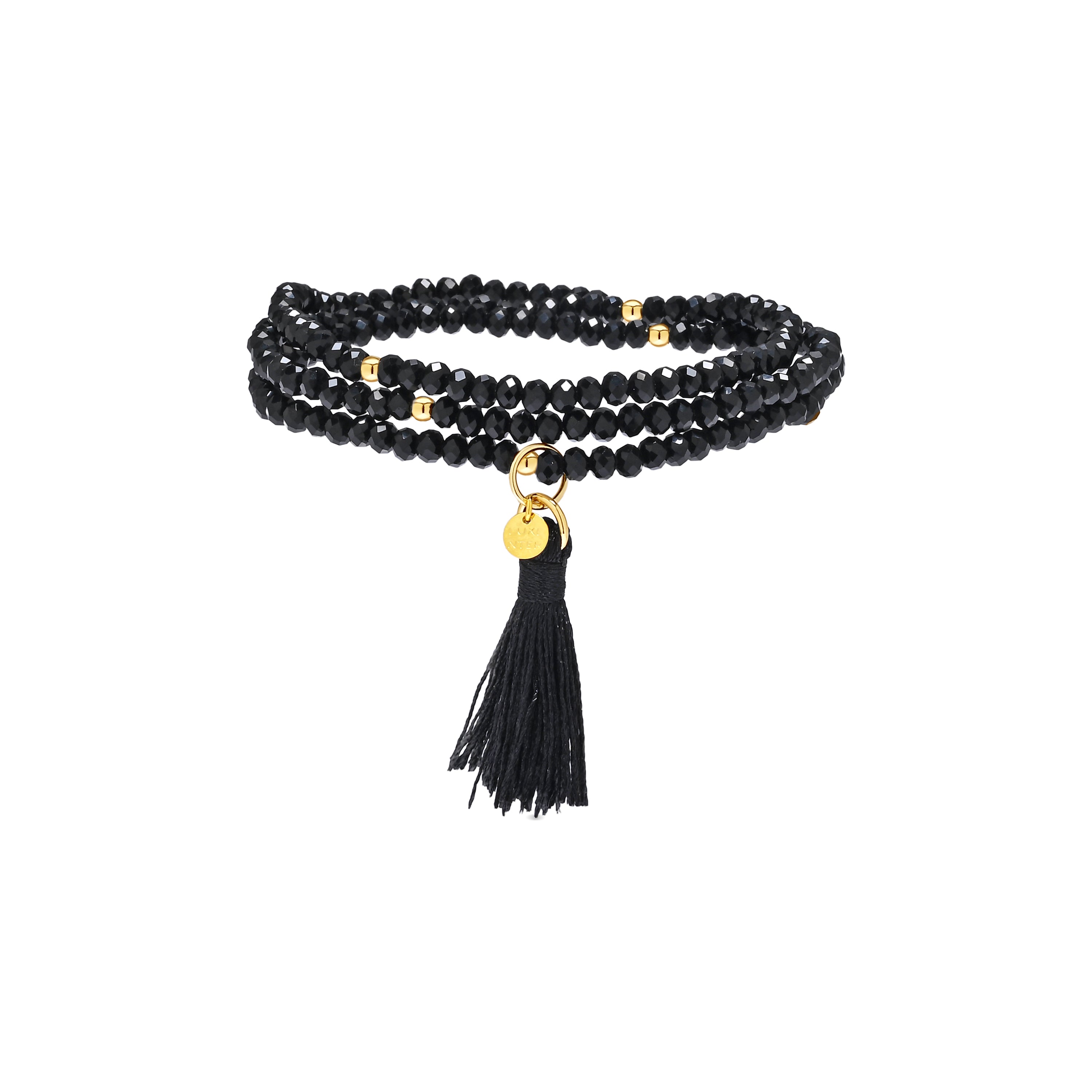 Pulsera de Cristal Negro acabado en oro amarillo de 18k - Nydin