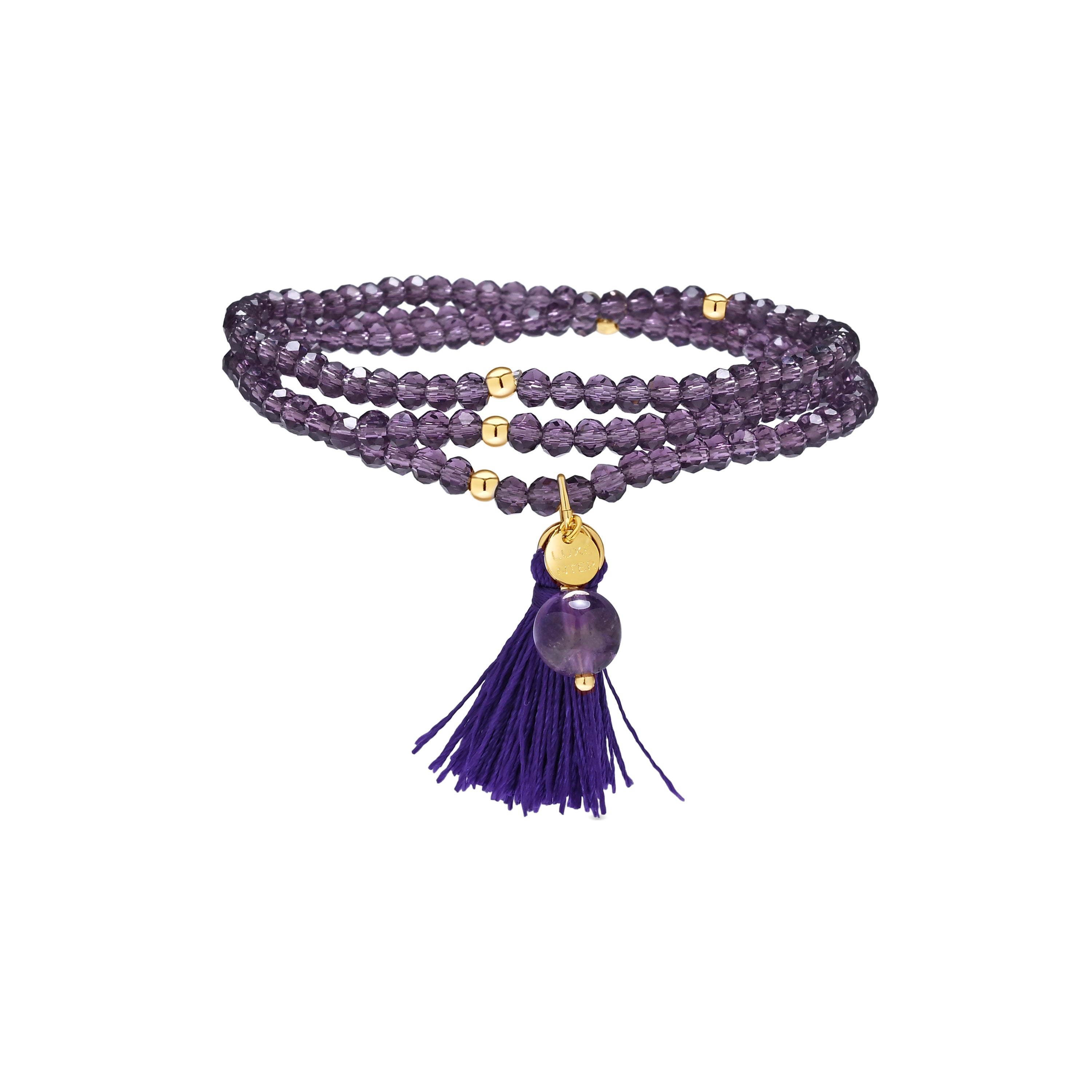 Pulsera de Cristal Morado acabado en oro amarillo de 18k - Nydin