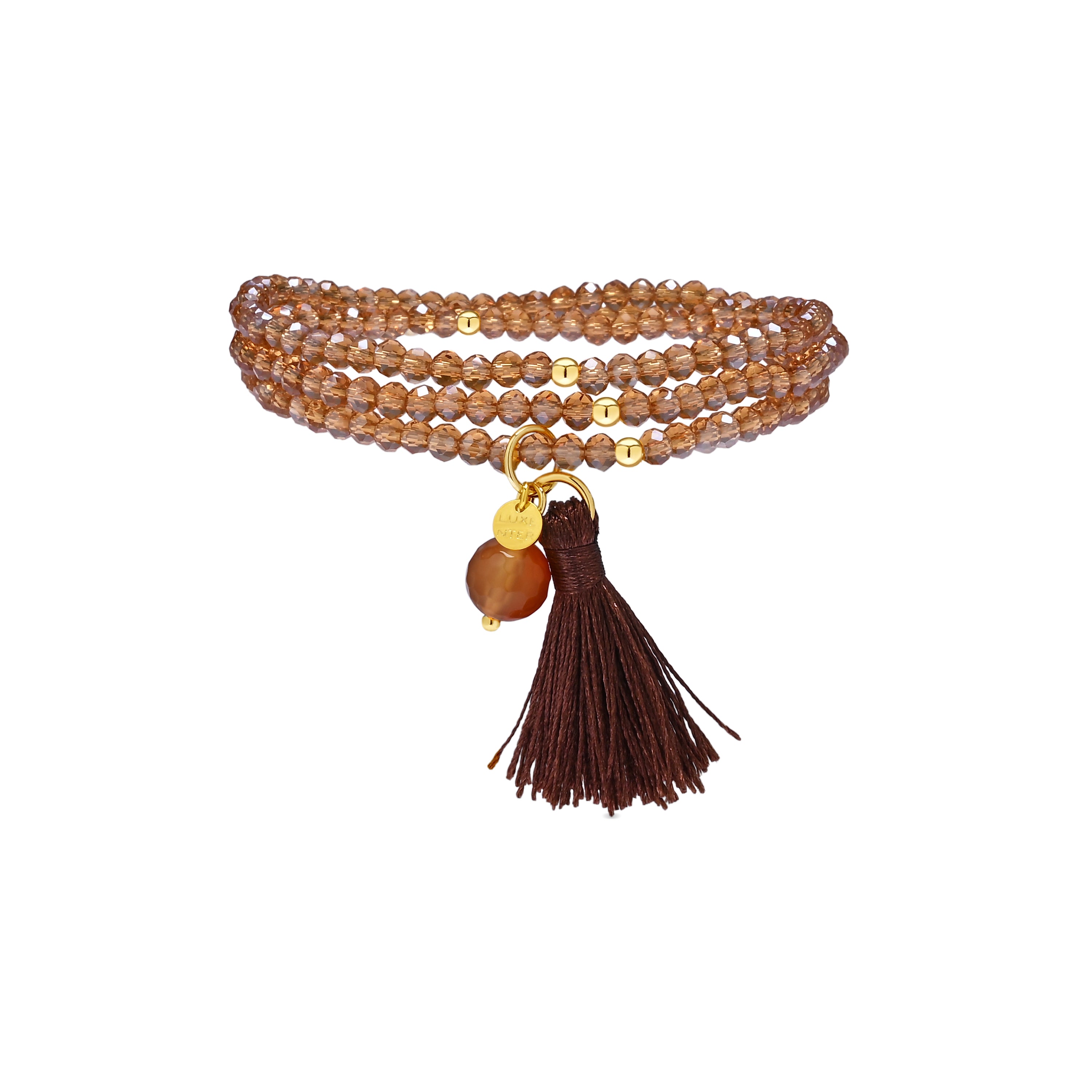 Pulsera de Cristal Marron acabado en oro amarillo de 18k - Nydin