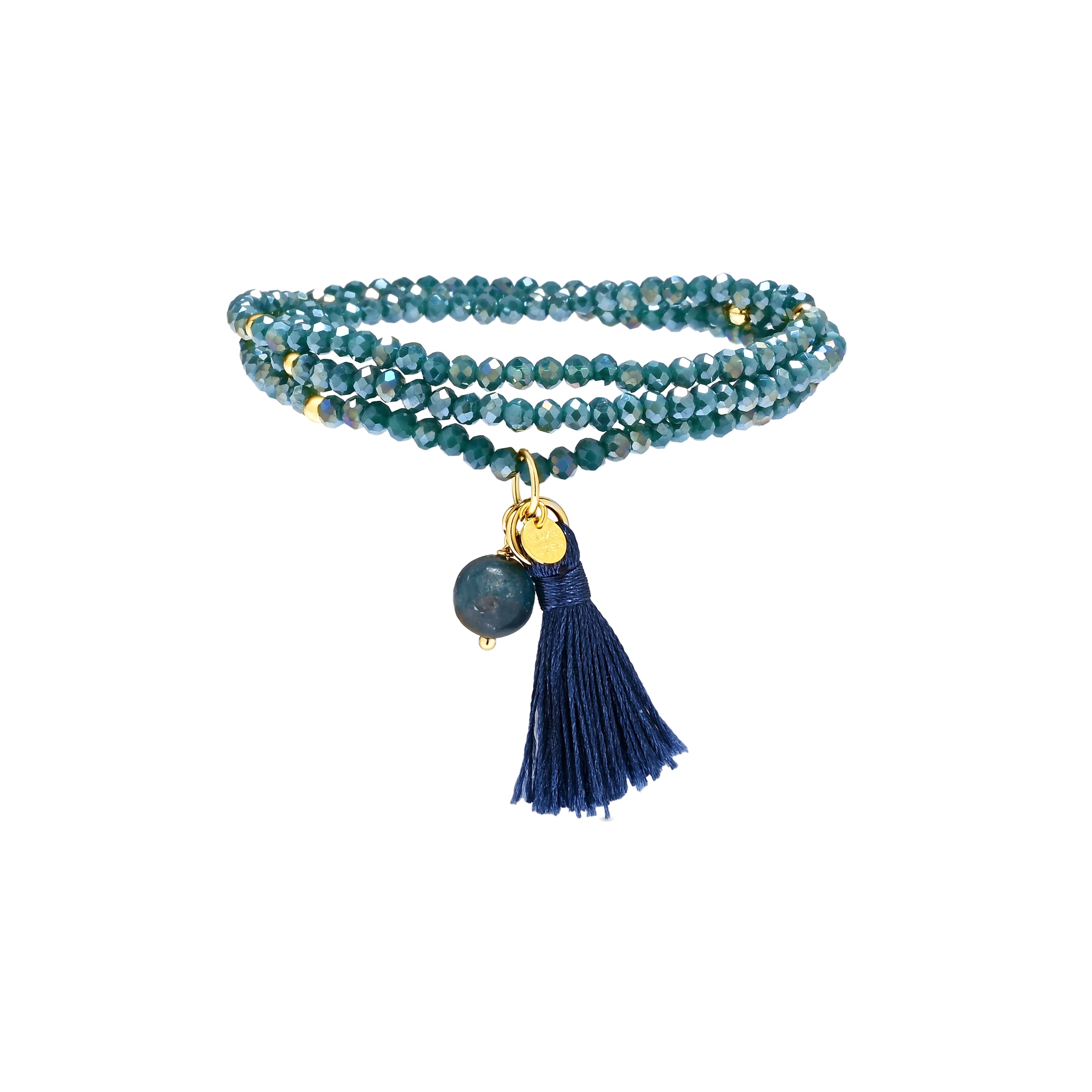 Pulsera de Cristal Verde acabado en oro amarillo de 18k - Nydin